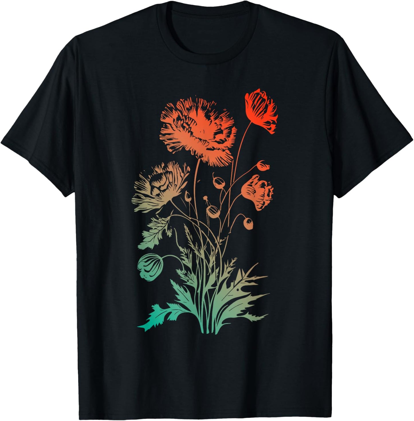 Poppies, spring bloomers, summer, flower, garden, outdoor T-Shirt - T-Shirt | Black