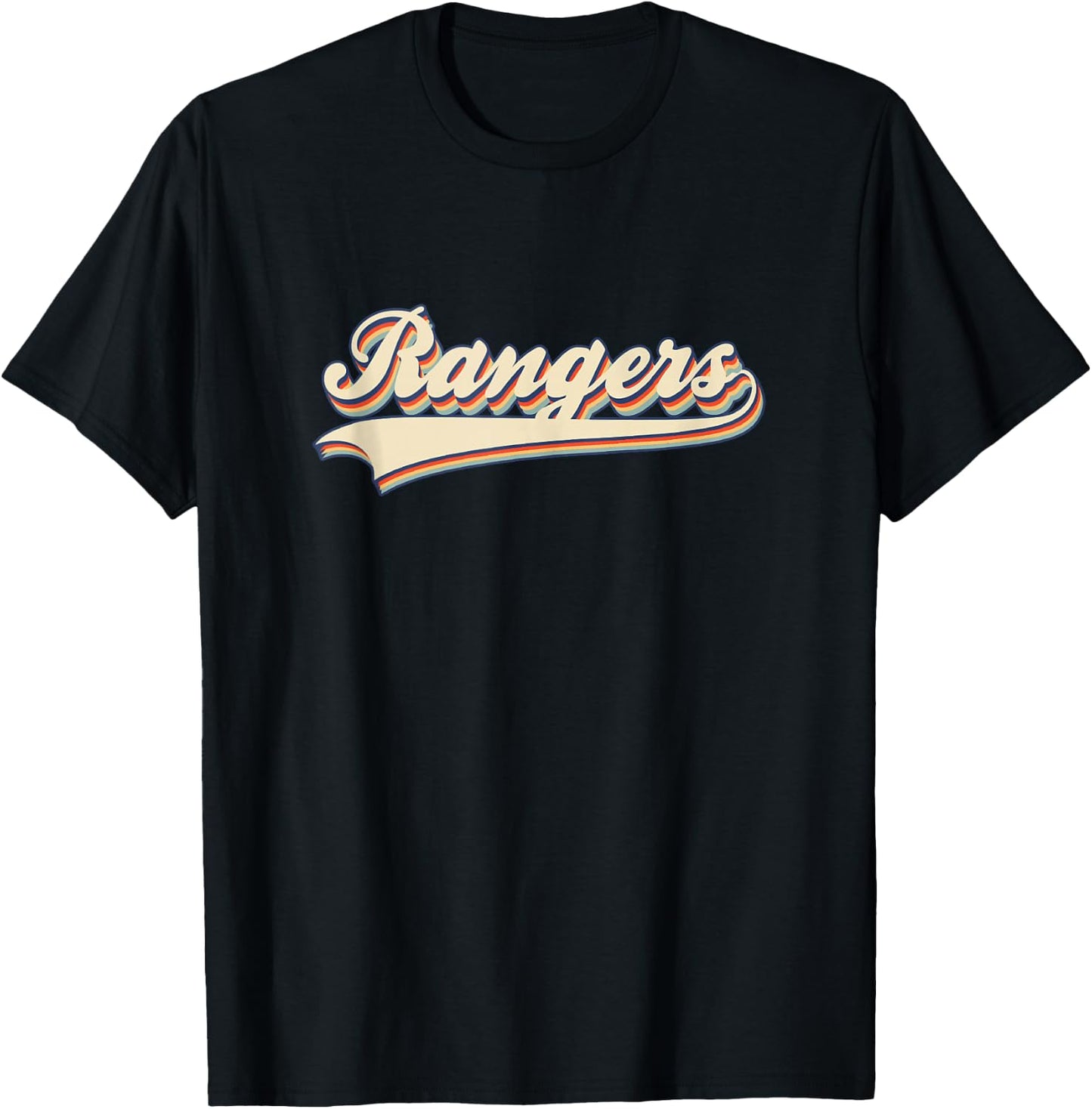 Vintage Retro Rangers Name Sports Personalized Gifts T-Shirt - T-Shirt | Black