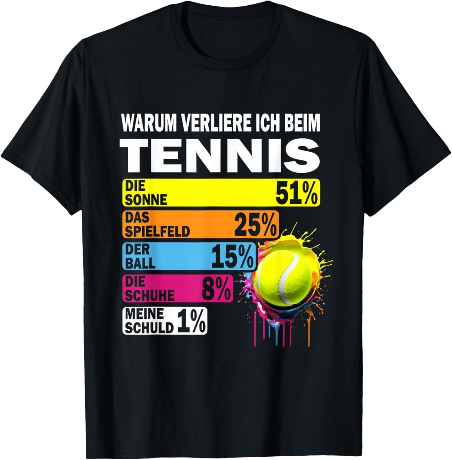 Tennis Motif Excuse Loser Training Tennis , black T-Shirt - T-Shirt | Black