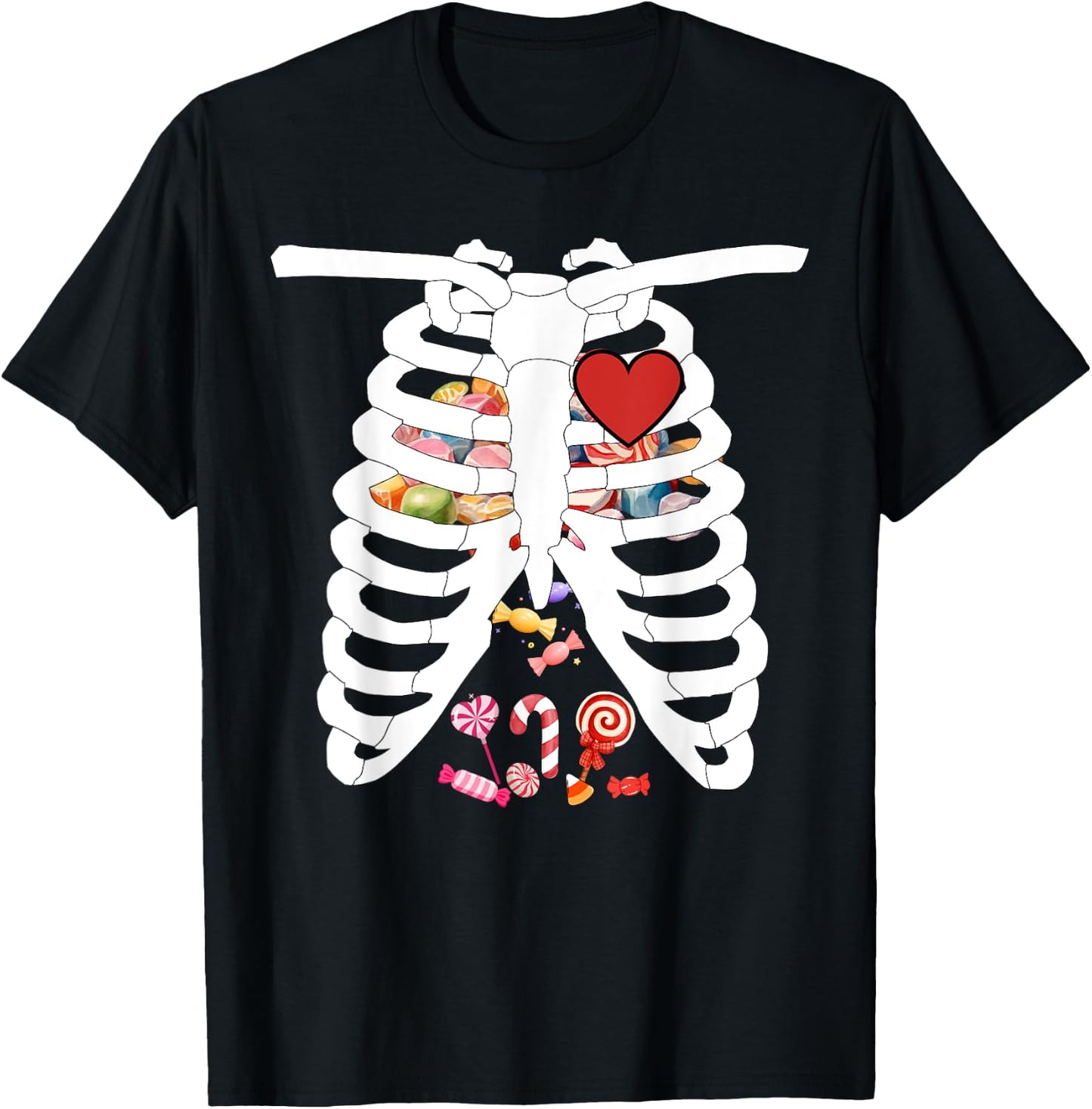 Skeleton Rib Cage X-ray Candy Funny Halloween Costume Kids T-Shirt - T-Shirt | Black