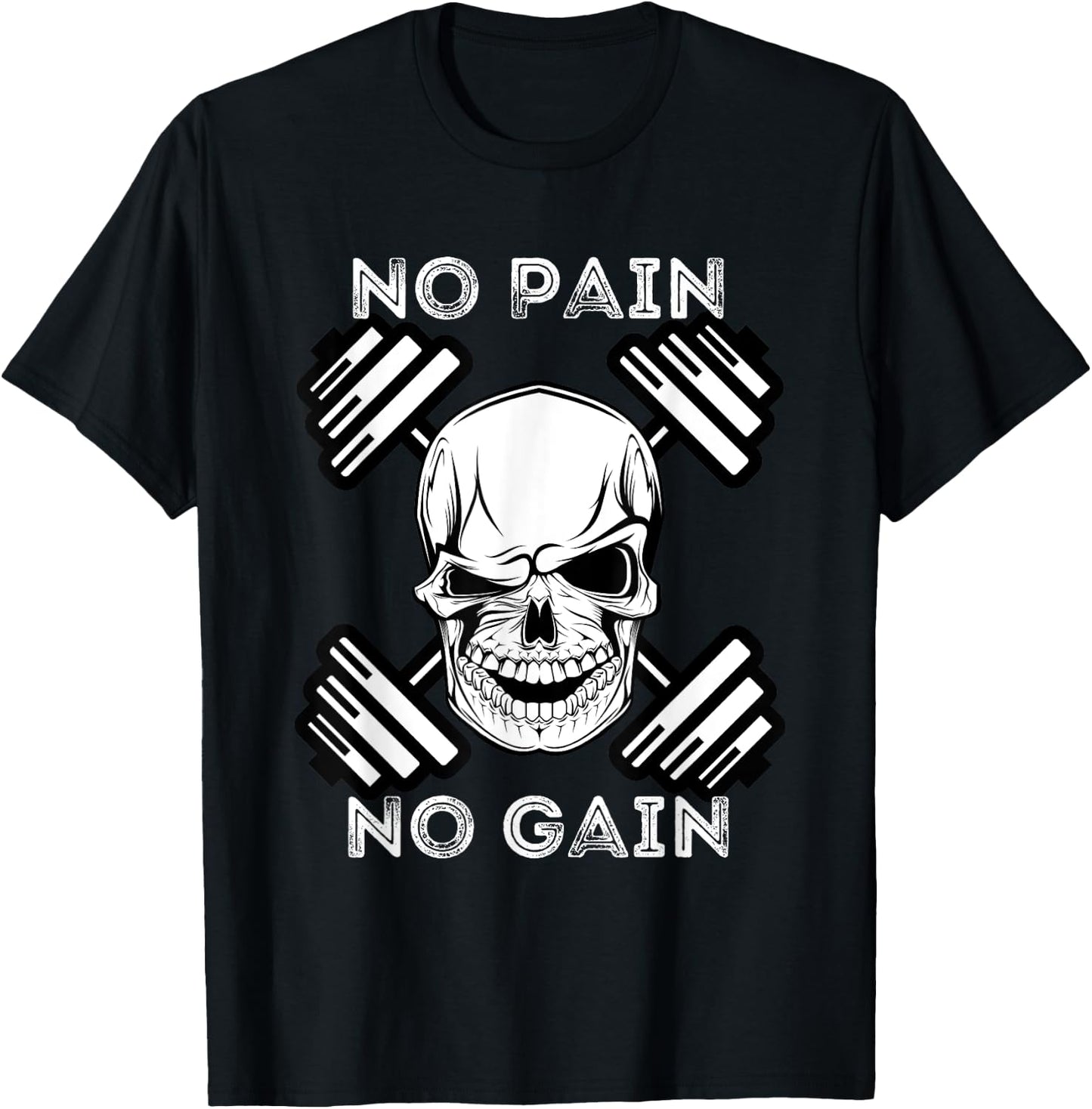 No Pain No Gain - Powerlifting Workout Gym Weightlifting T-Shirt - T-Shirt | Black