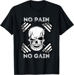 No Pain No Gain - Powerlifting Workout Gym Weightlifting T-Shirt - T-Shirt | Black