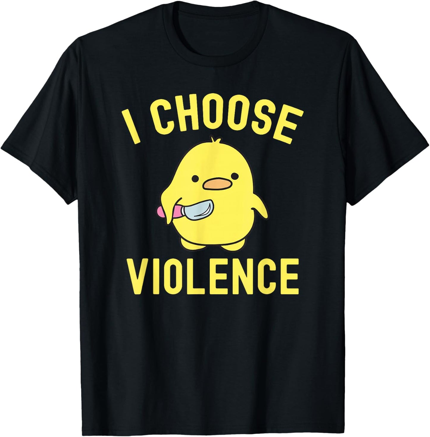 Sarcastic I Choose Violence Funny Duck Saying Duck T-Shirt - T-Shirt | Black