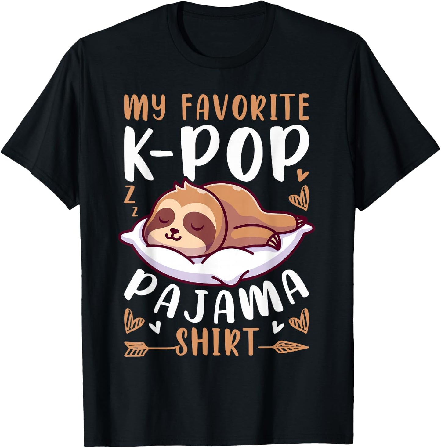 K-Pop Music Sleep Sloth K-Pop Pyjama , black T-Shirt - T-Shirt | Black