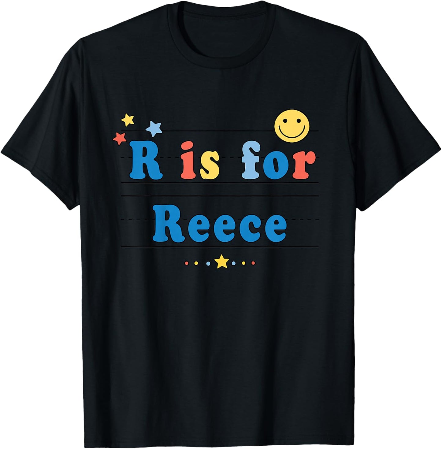 Kids Reece Name Shirt Alphabet R is for Reece T-Shirt - T-Shirt | Black