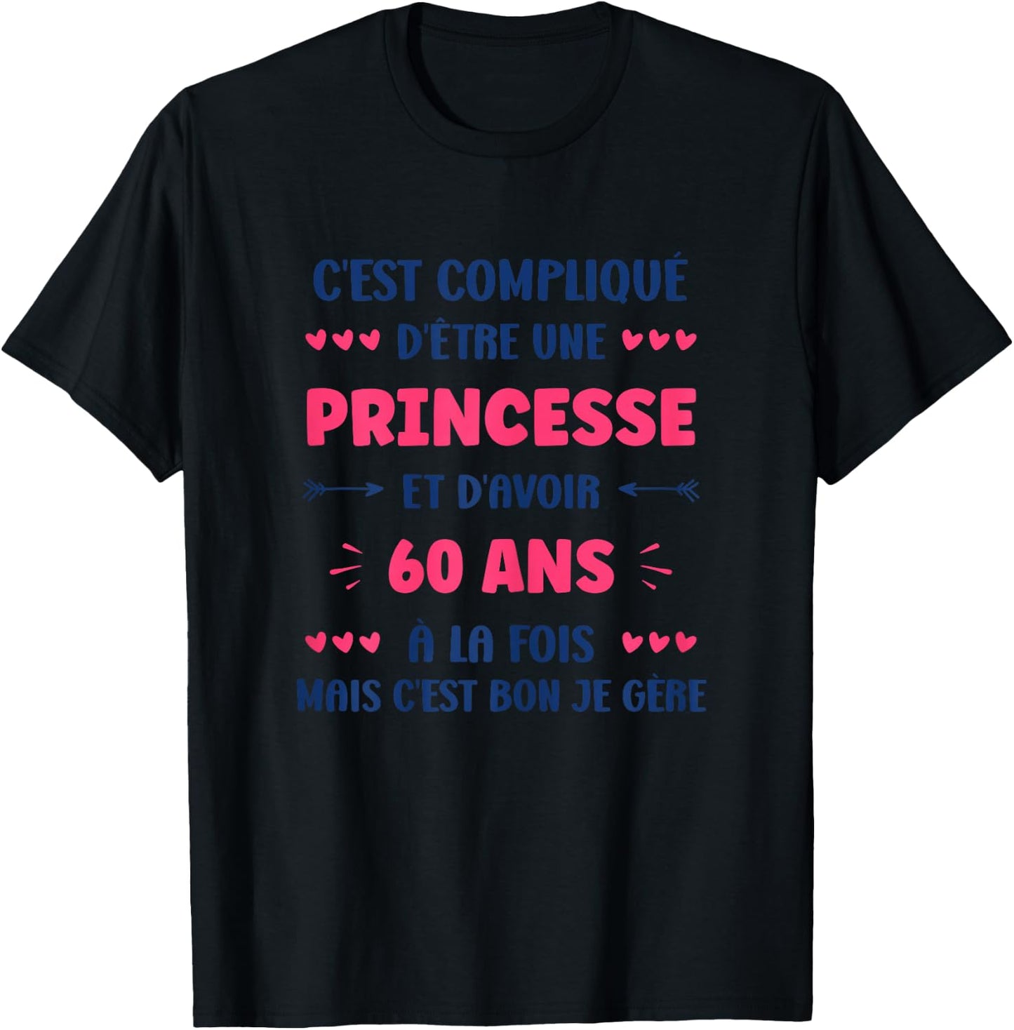 Funny Woman 60 Years Princess Birthday 60 Years , white, Female X-Small T-Shirt - T-Shirt | Black