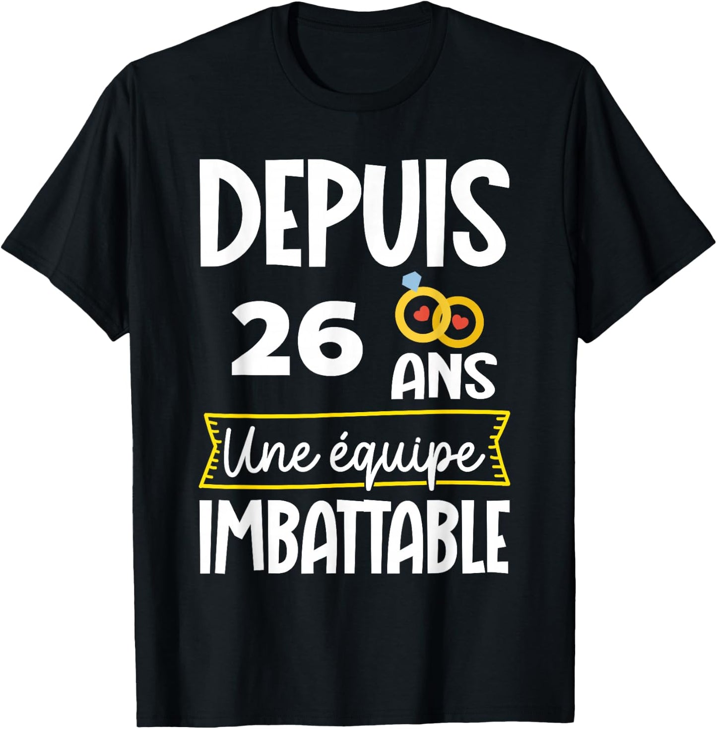 26th Wedding Anniversary 26th Wedding Anniversary for Couple , Black, S T-Shirt - T-Shirt | Black
