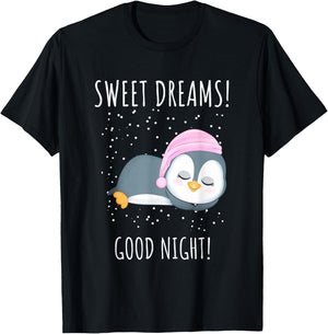 Sweet dreams. Good night. Funny Penguin Design For Kids T-Shirt - T-Shirt | Black