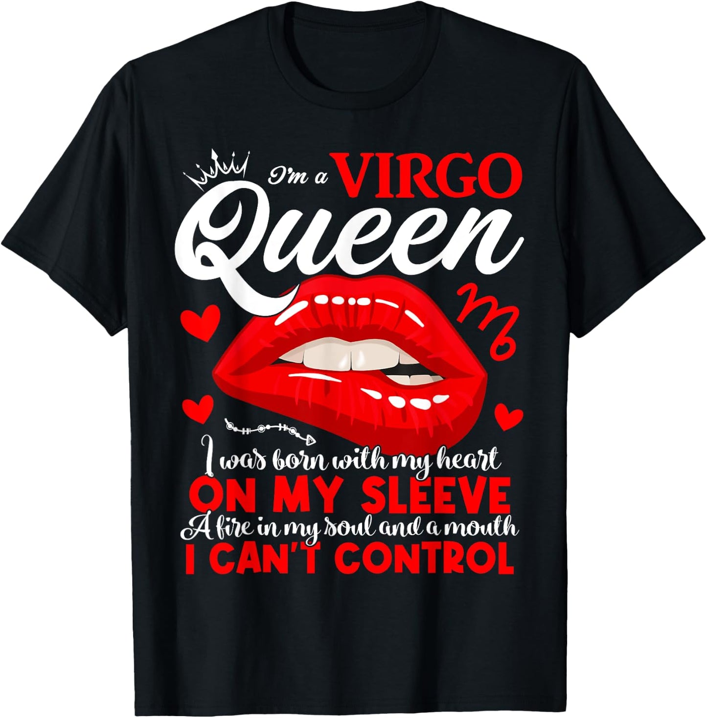 Virgo Queen September August Birthday Virgo Zodiac Sign T-Shirt - T-Shirt | Black