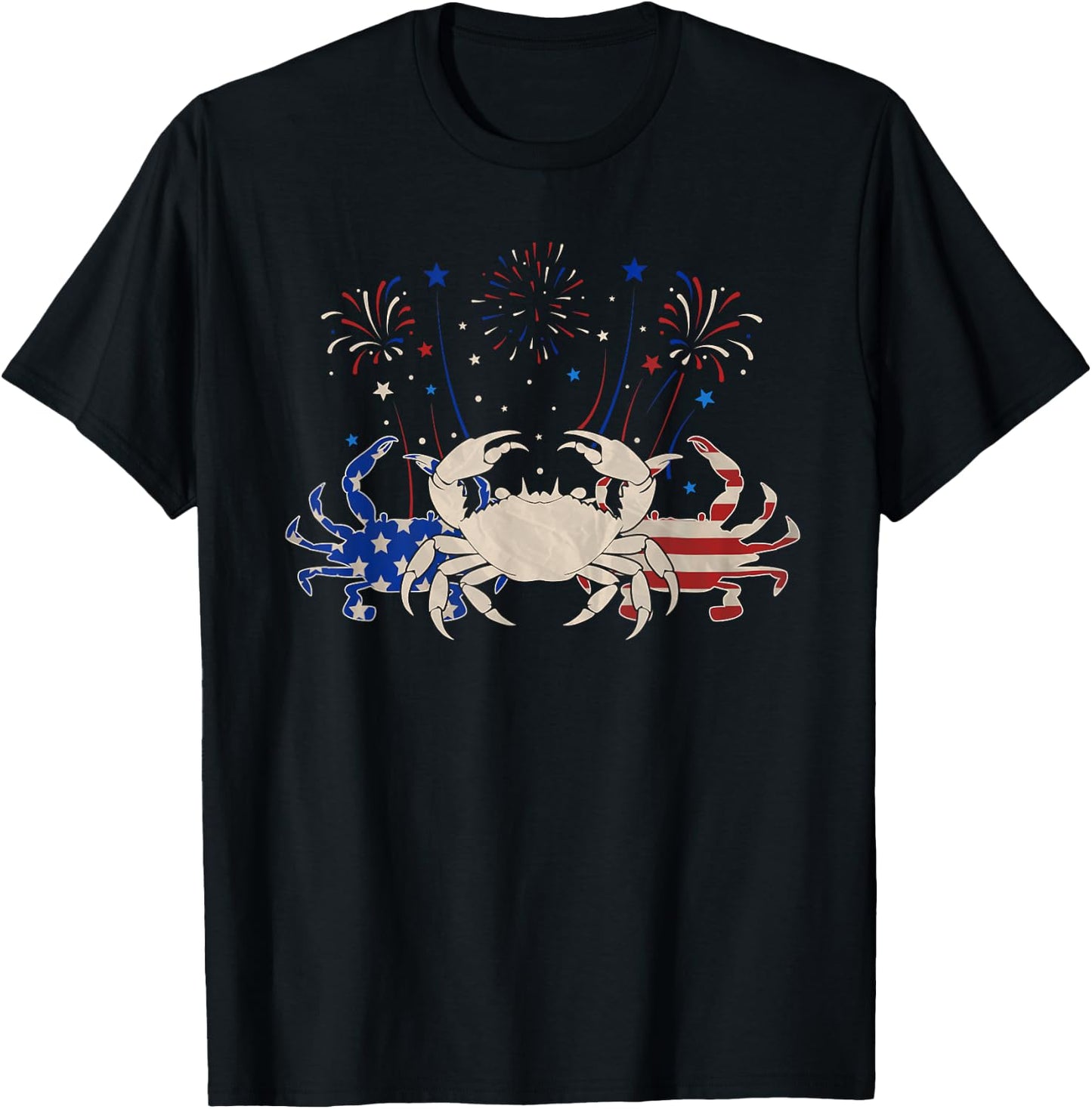 Three Crab 4th of July Patriotic American Flag T-Shirt - T-Shirt | Black