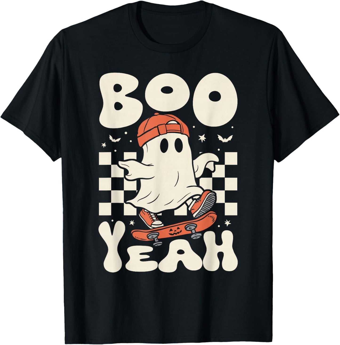 Boo Yeah Halloween Ghost Boys Retro Skateboard Toddler Kids T-Shirt - T-Shirt | Black
