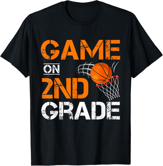Funny Games On Second Grade Basketball First Day of School T-Shirt - T-Shirt | Black