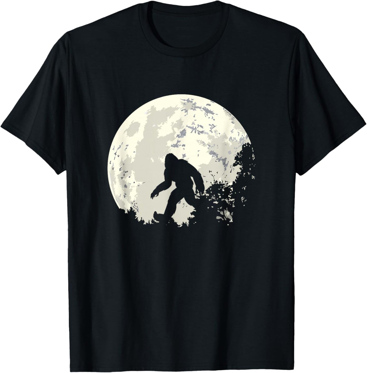 Bigfoot Moon Sasquatch T Shirt - I Believe in Bigfoot T-Shirt - T-Shirt | Black