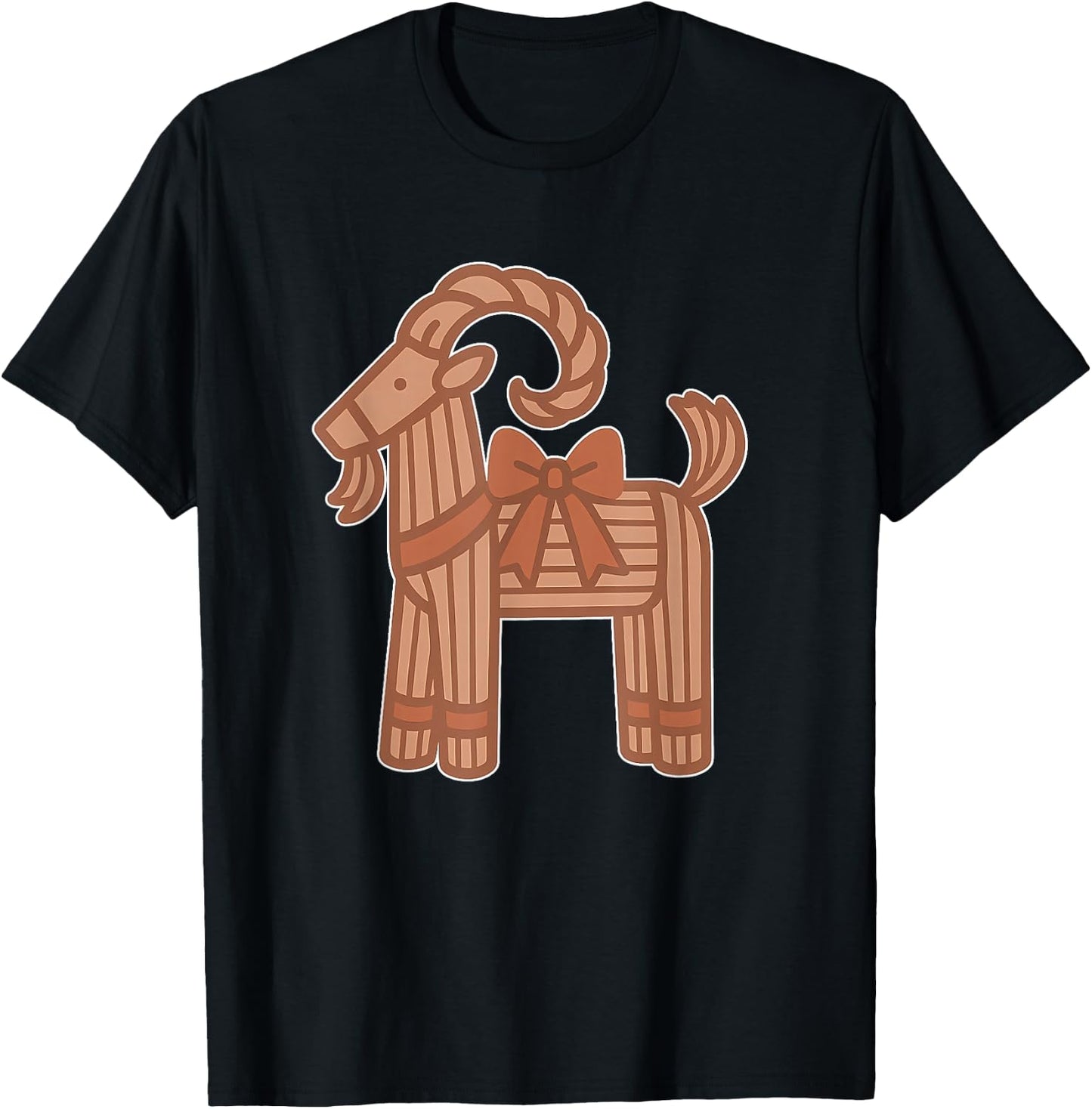 Yule Goat Straw Figure with Bow T-Shirt - T-Shirt | Black