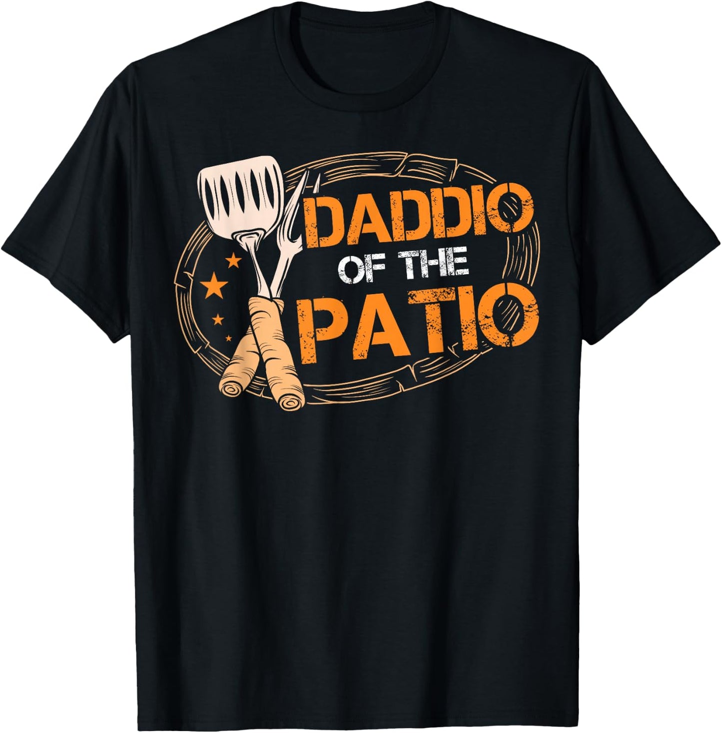 Daddio Of The Patio Grilling Sausage BBQ Barbecue Top Grill T-Shirt - T-Shirt | Black