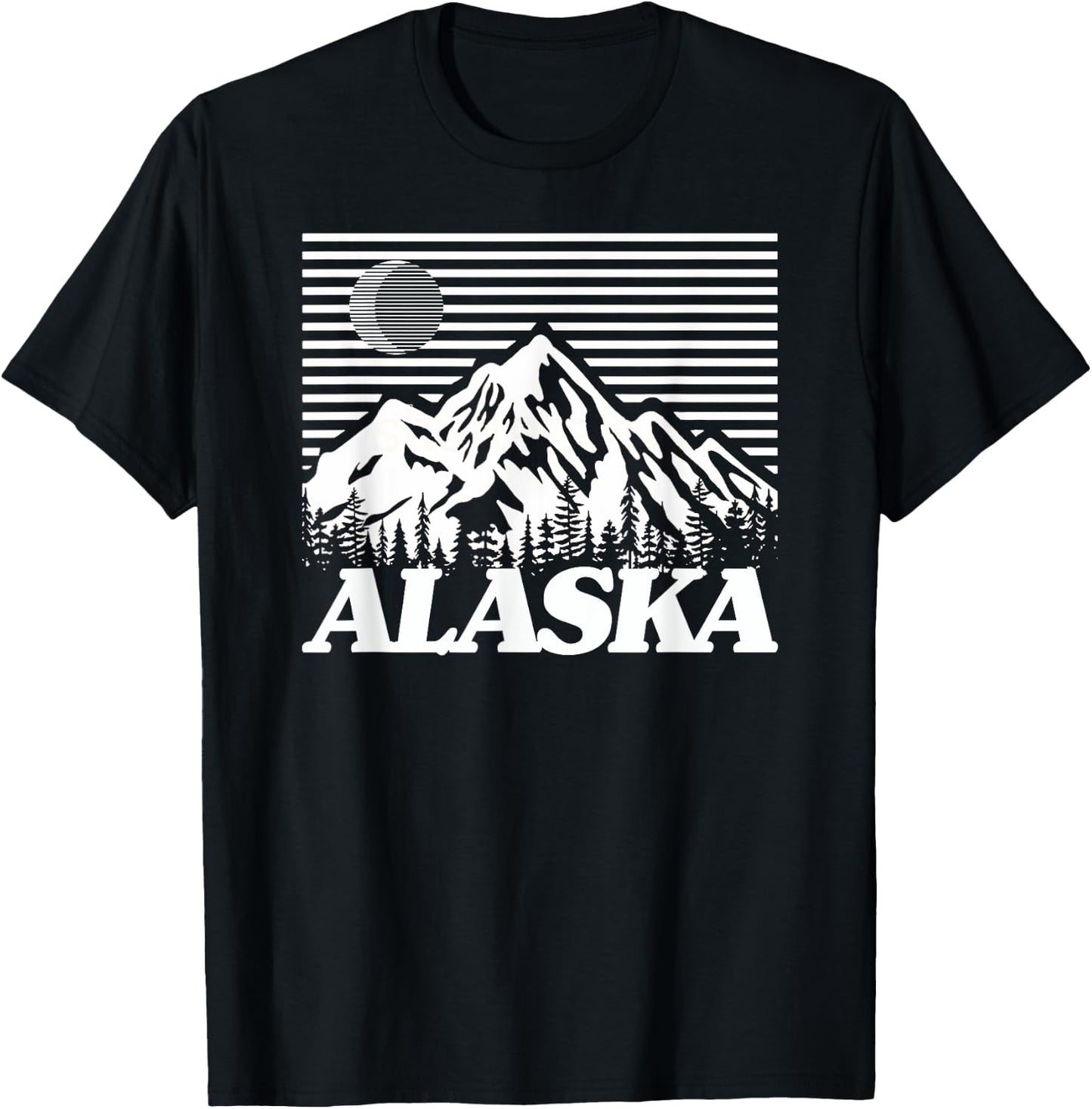 Alaska Retro Vintage Mountains & Outdoors Wilderness State T-Shirt - T-Shirt | Black