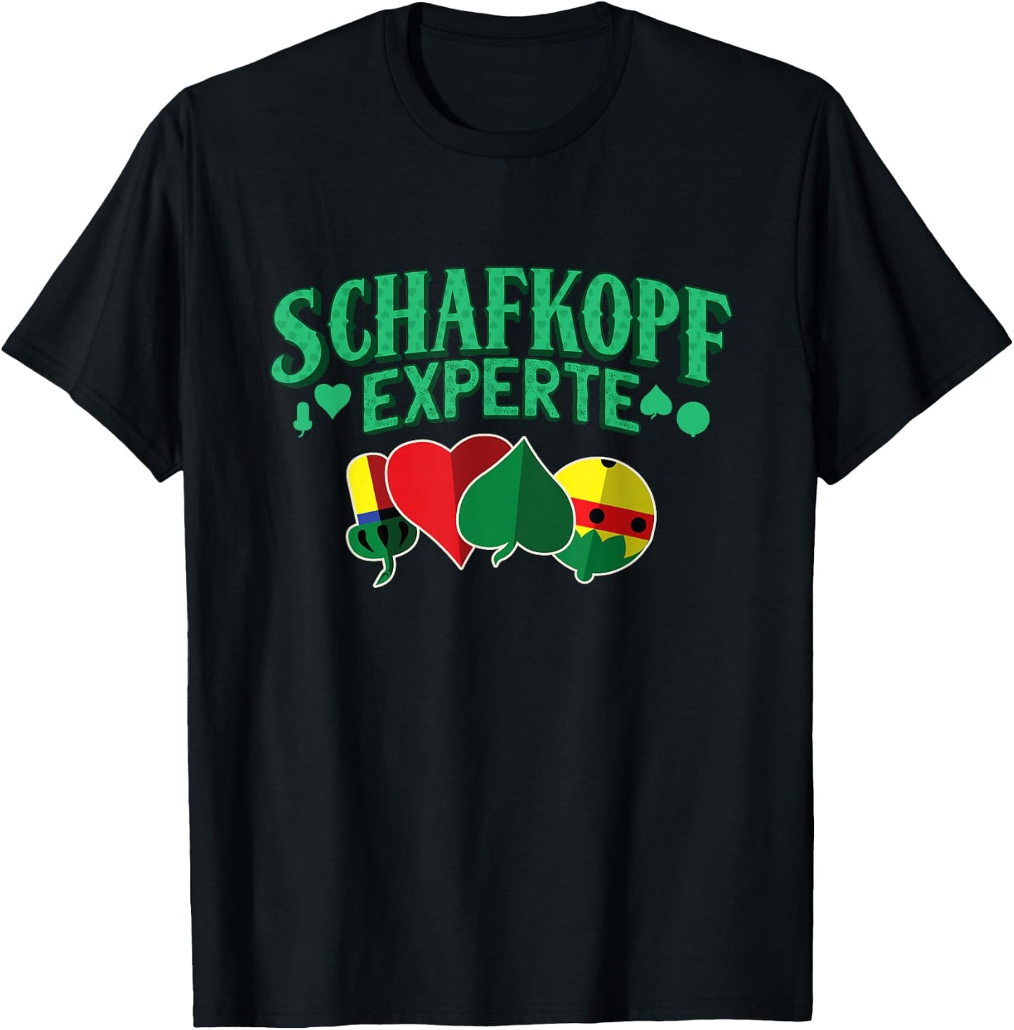 Sheephead Expert Sheephead Symbols Bavarian Sauspiel , black T-Shirt - T-Shirt | Black