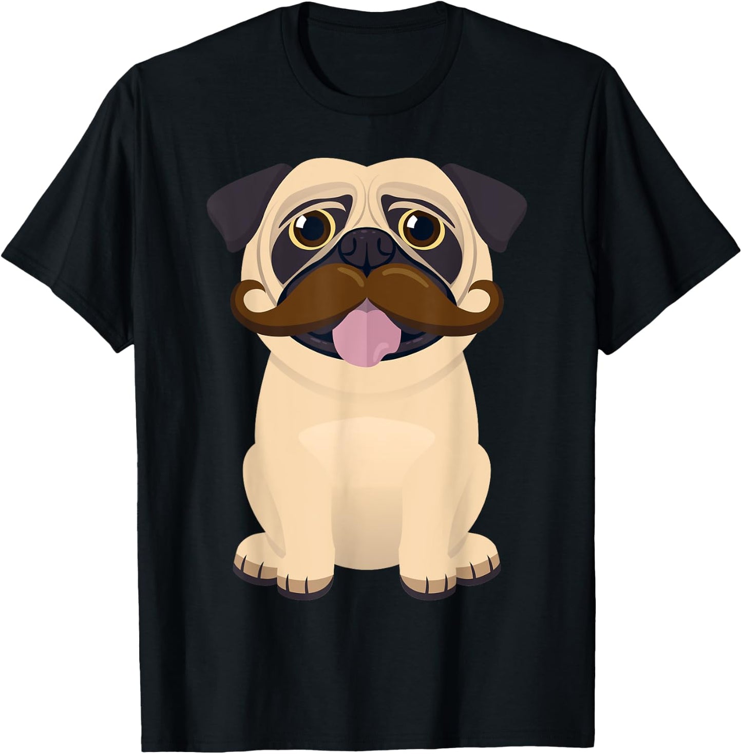 Funny Christmas Xmas Pug Dog Mustache Kids Costume T-Shirt - T-Shirt | Black