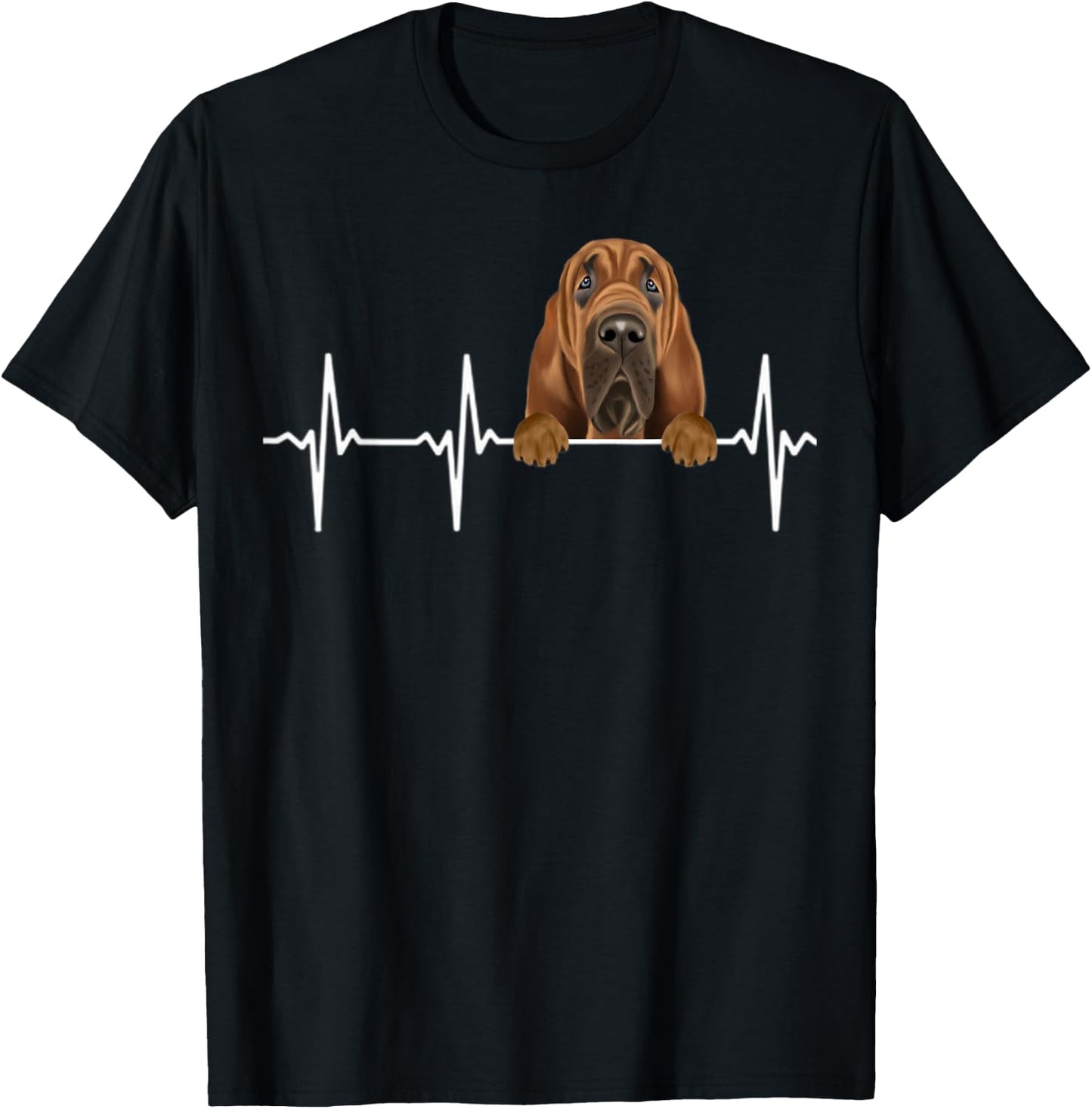 Funny Dog Heartbeat For Bloodhound Lovers Men Women Kids T-Shirt - T-Shirt | Black