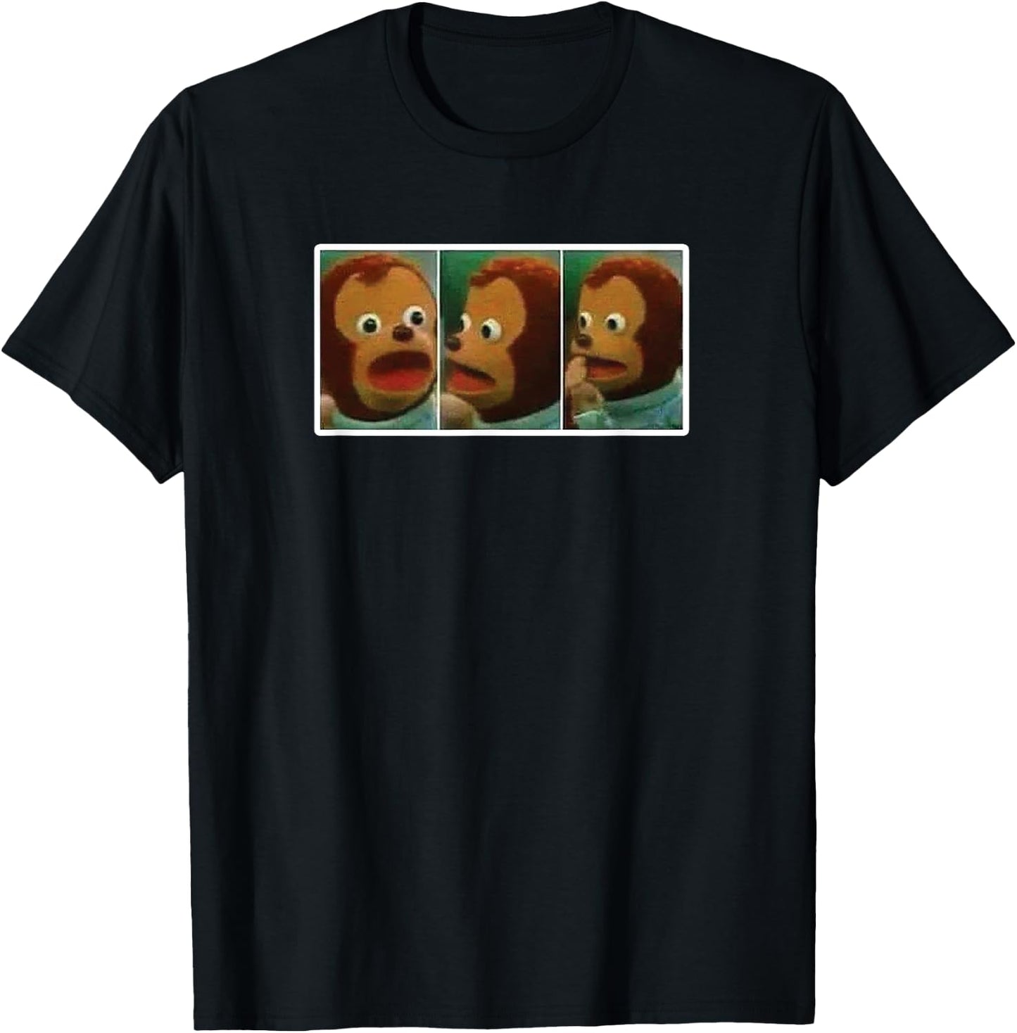Surprised Monkey Puppet Meme T-Shirt - T-Shirt | Black