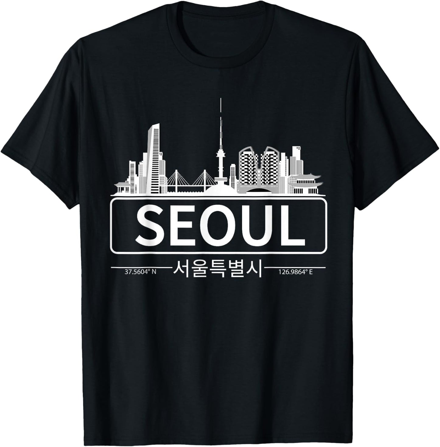 Seoul, South Korea Skyline Cityscape T-Shirt - T-Shirt | Black