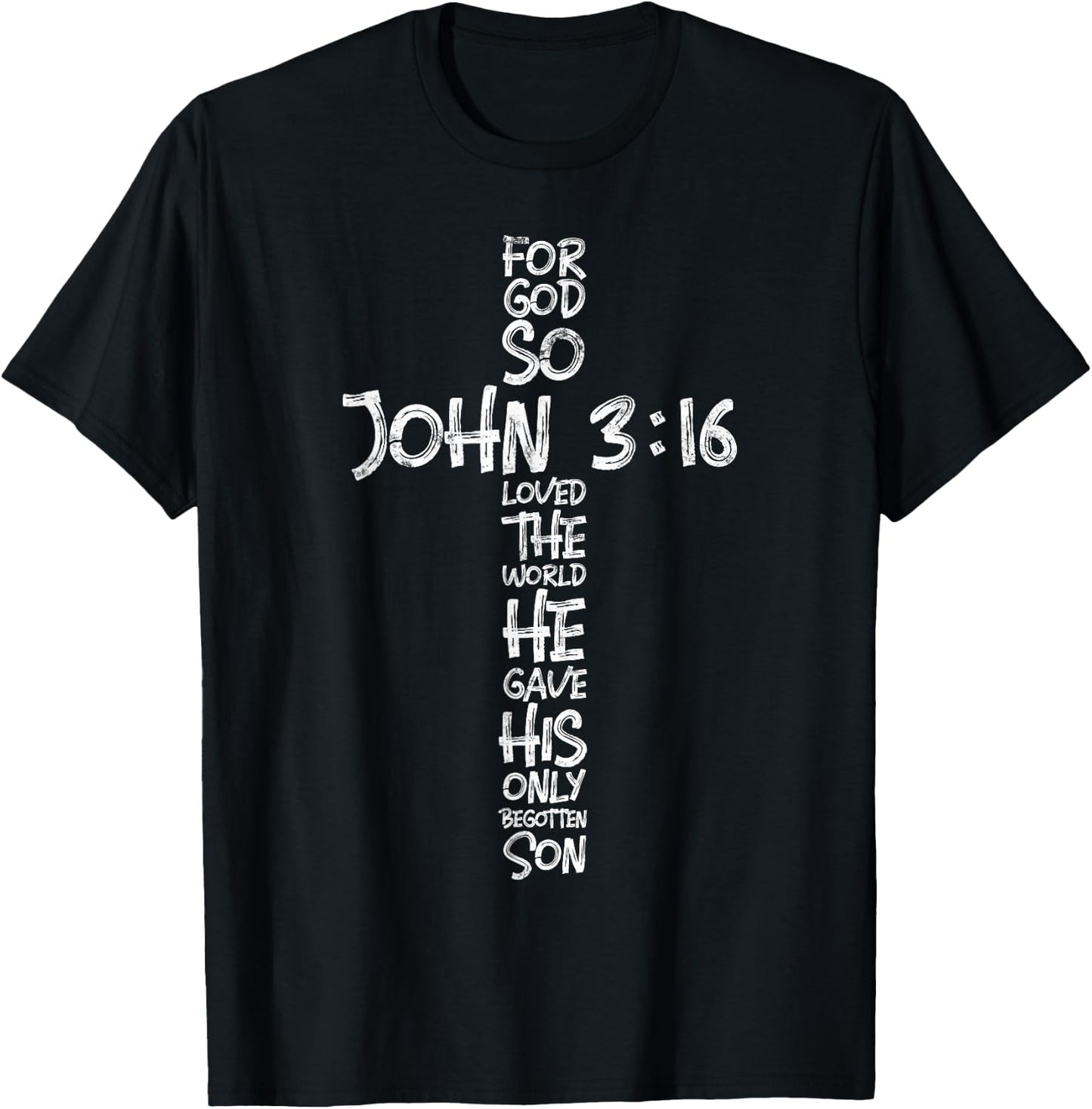 John 3:16 Christian Cross Religious Bible Verse Gifts T-Shirt - T-Shirt | Black