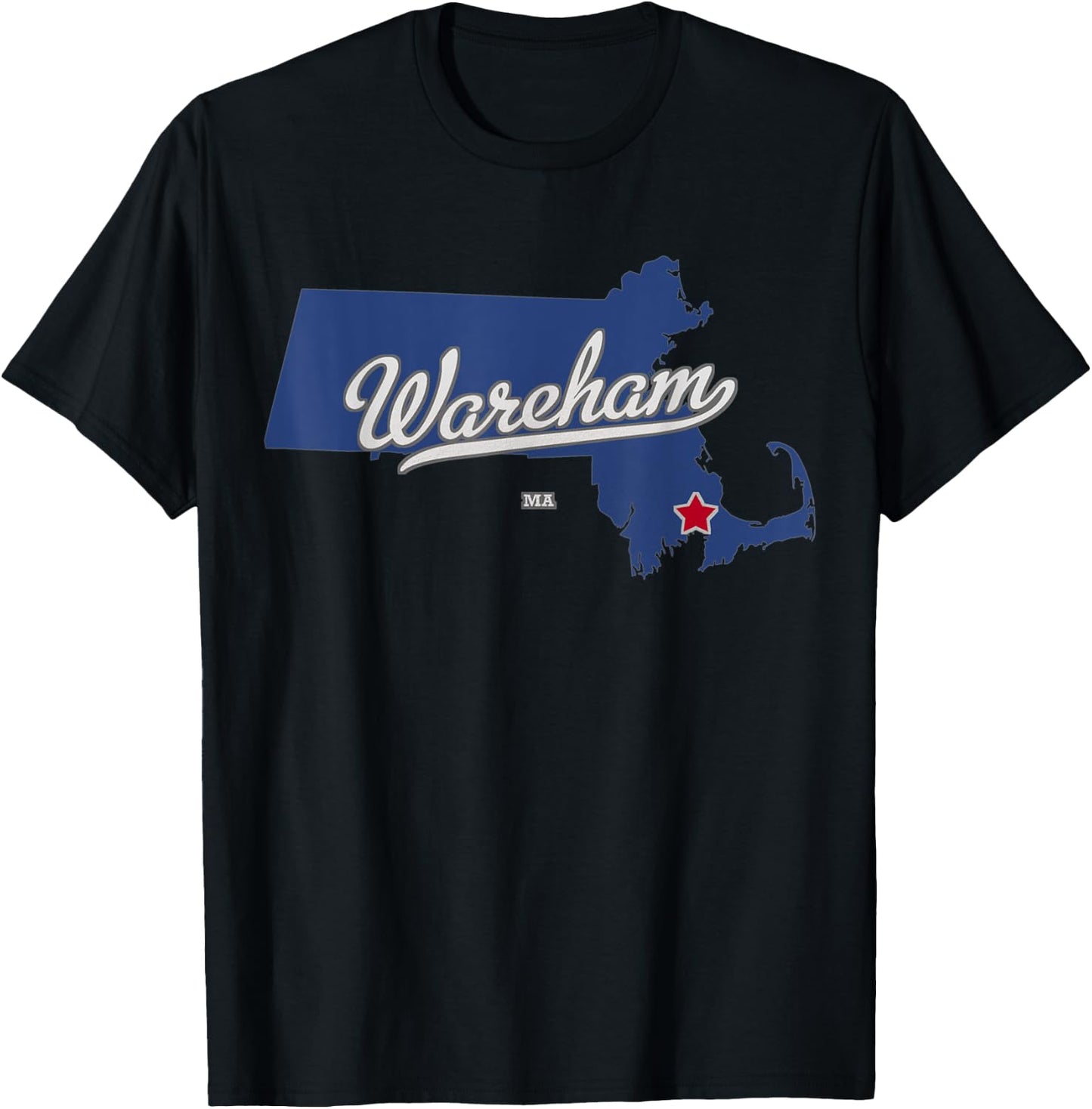Wareham Massachusetts MA Map T-Shirt - T-Shirt | Black