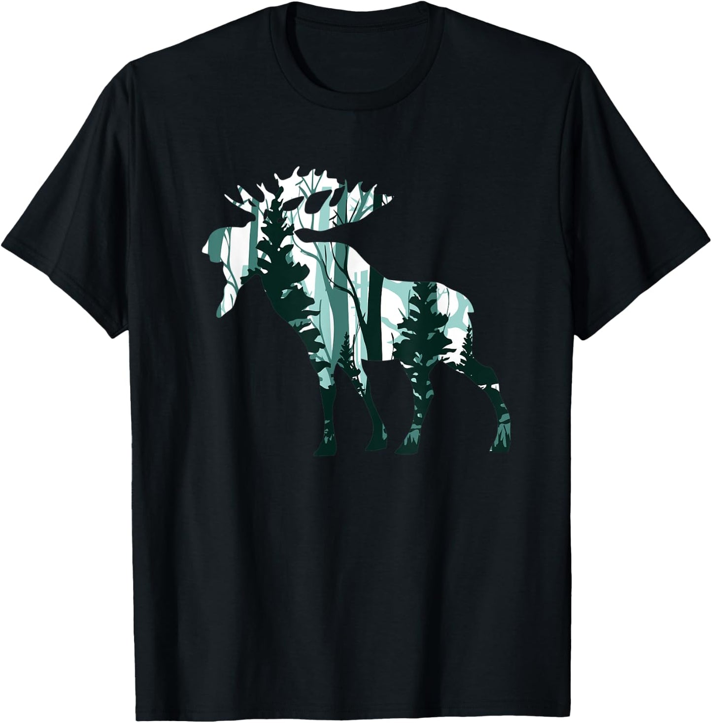 Nature Moose Hunter Gifts Hunting Bull Cow Antler Outdoors T-Shirt - T-Shirt | Black