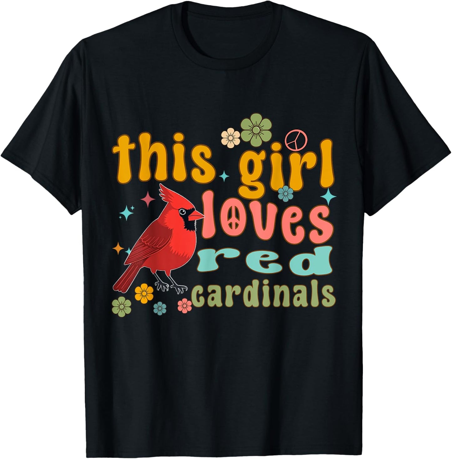 Red Cardinal Bird Women Men Girl Boys Northern Cardinal T-Shirt - T-Shirt | Black