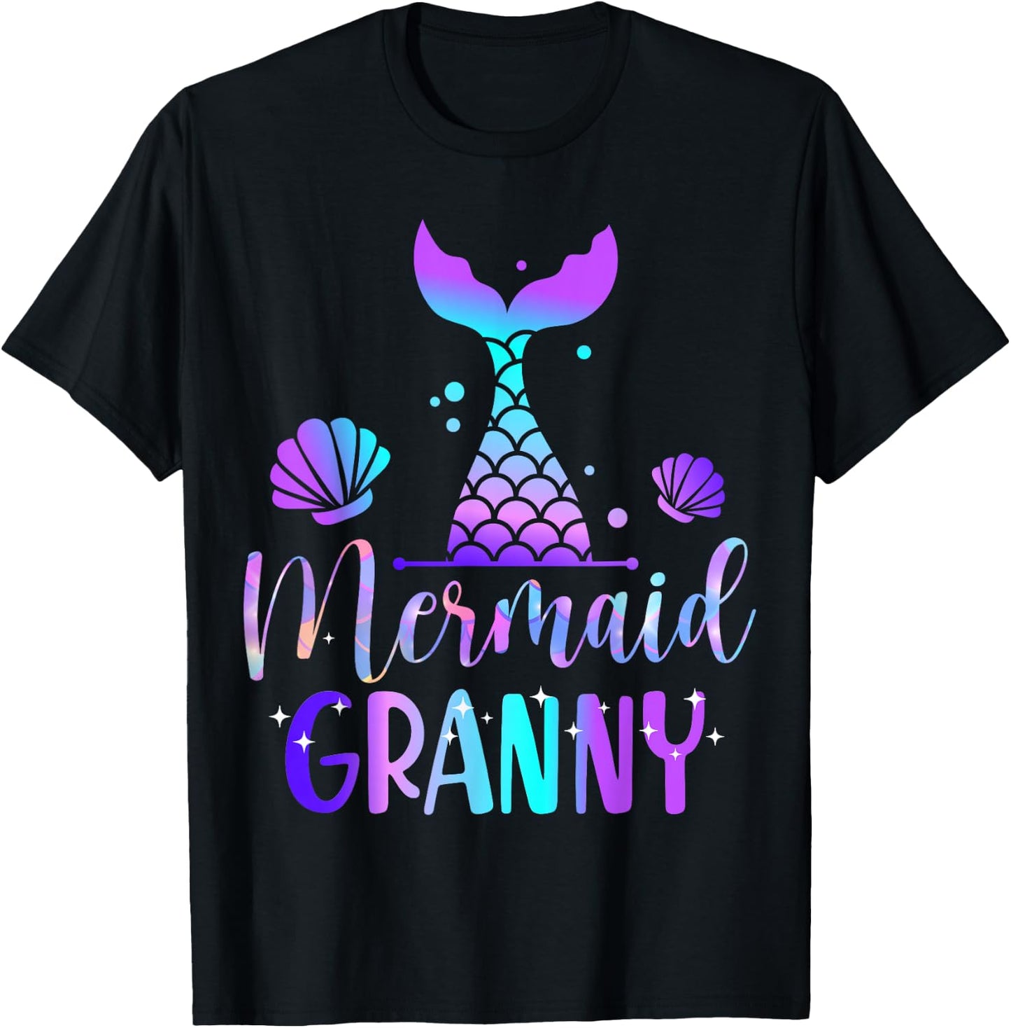 Mermaid Granny of The Birthday Mermaid Birthday Crew Family T-Shirt - T-Shirt | Black