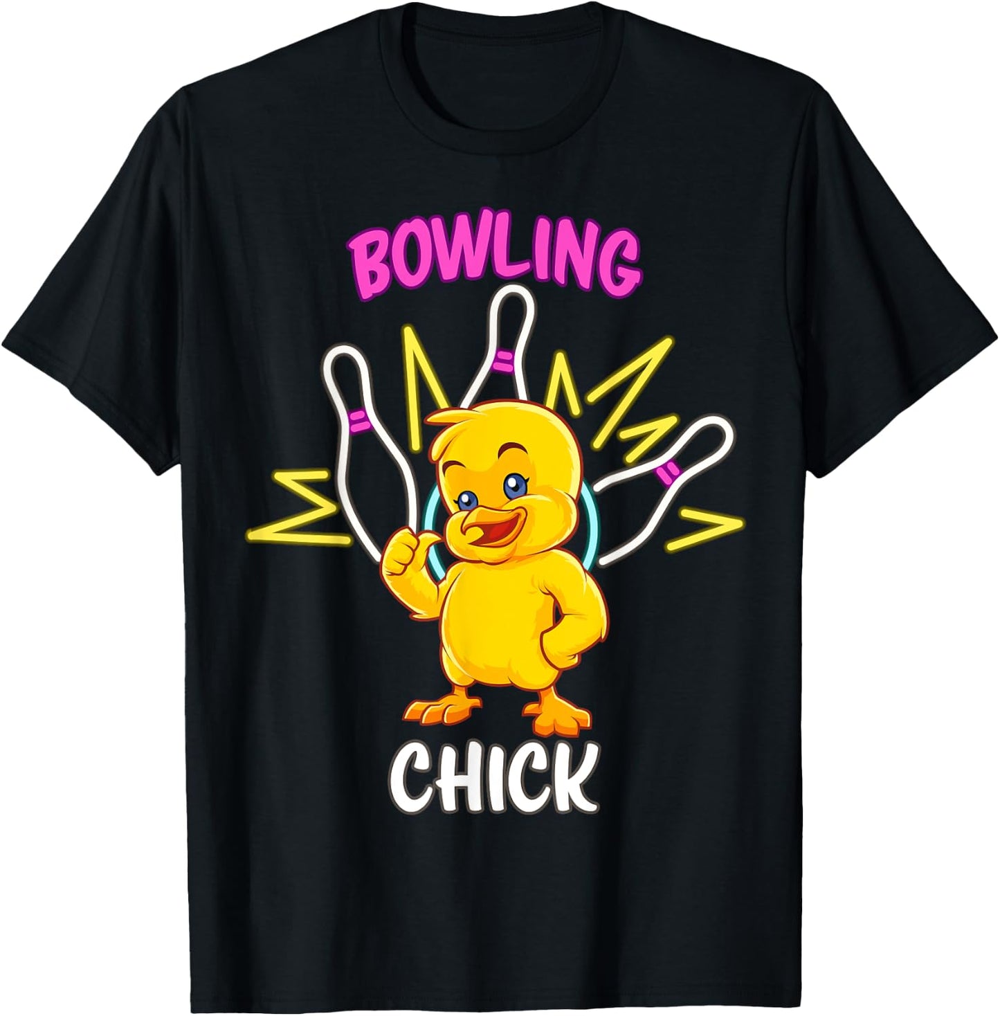 Bowling Chick Funny Chicken Sports Athlete T-Shirt - T-Shirt | Black