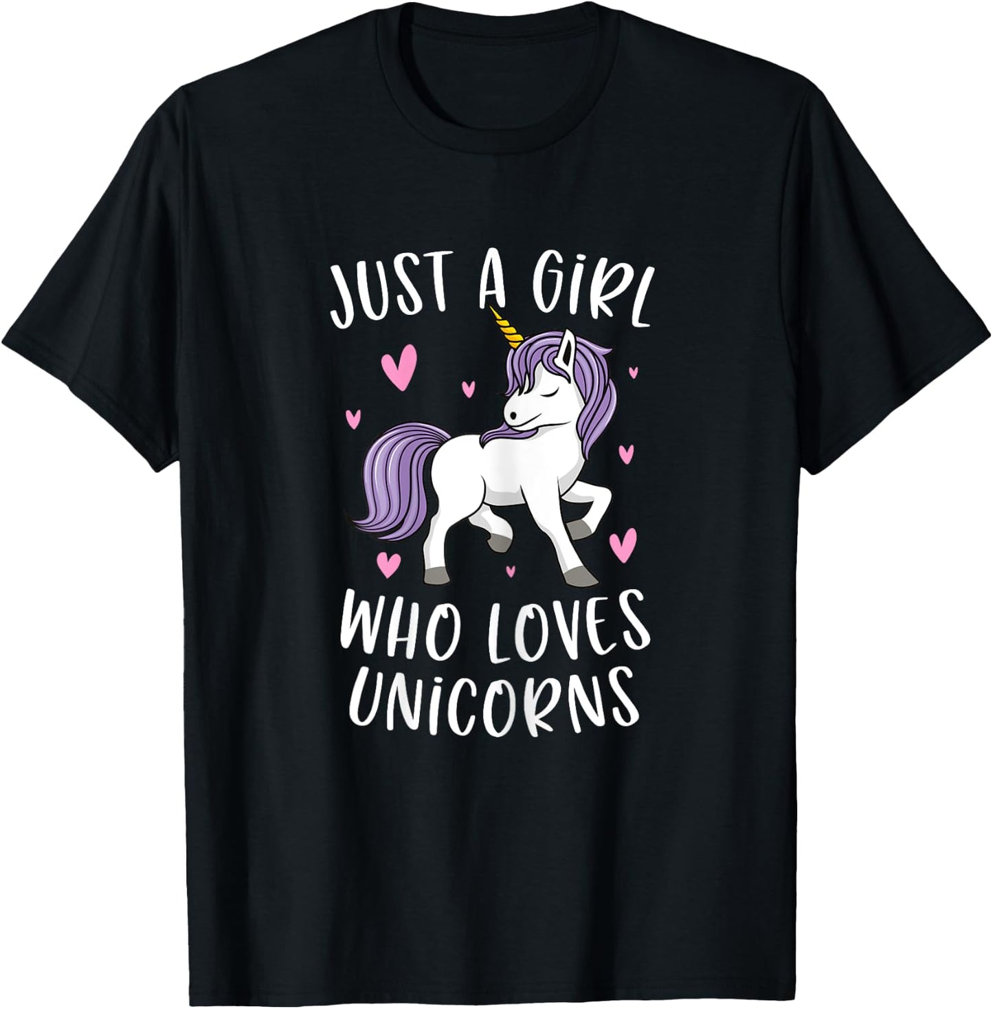 Just A Girl Who Loves Unicorns Funny Unicorn Gifts For Girls T-Shirt - T-Shirt | Black