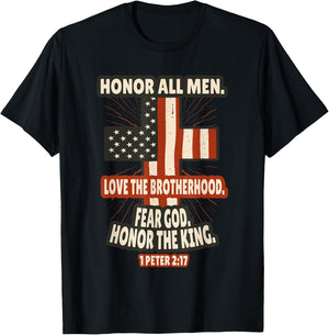 1 Peter 2:17 Bible Verses Scripture T-Shirt - T-Shirt | Black