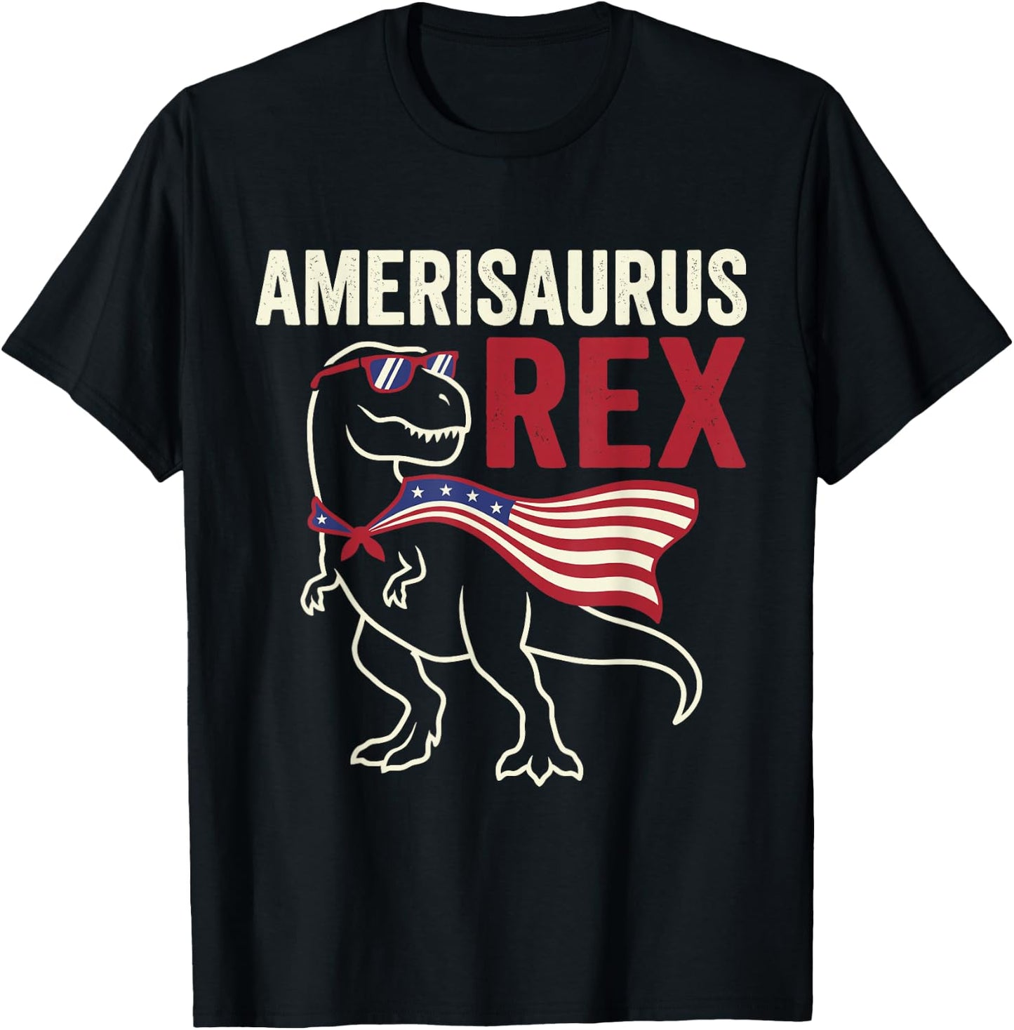 Funny 4th of July Dinosaur Amerisaurus Rex Boys Kids Youth T-Shirt - T-Shirt | Black