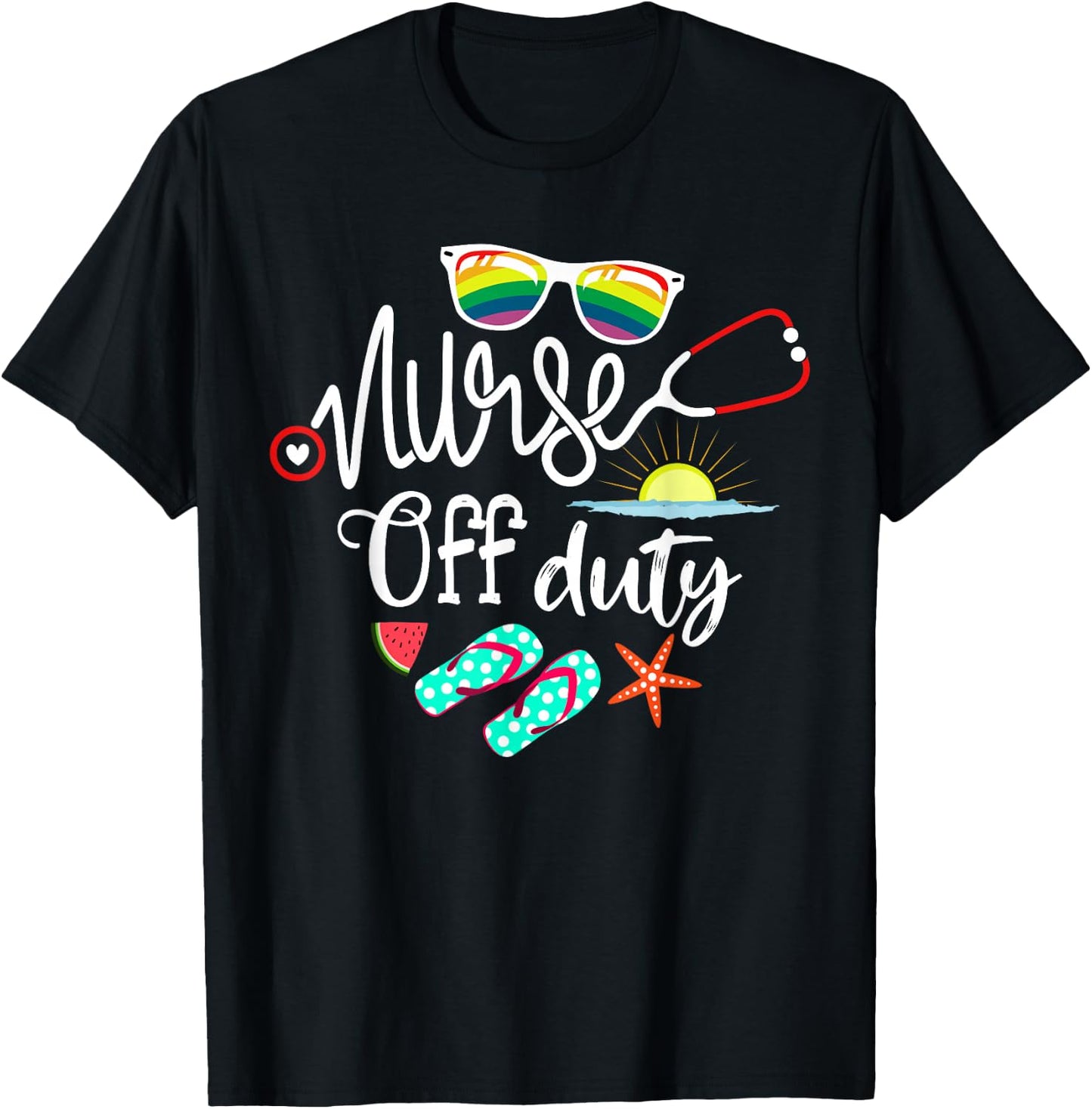 Nurse Off Duty Funny Summer Beach Holiday For NP RN Nurses T-Shirt - T-Shirt | Black