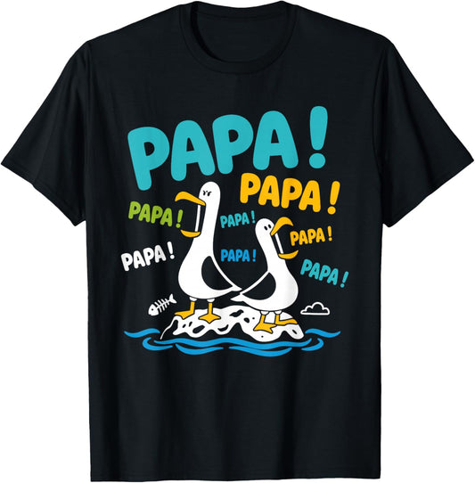 Bague fête des pères Humour Enfant Qui crie Mouette Papa T-Shirt - T-Shirt | Black