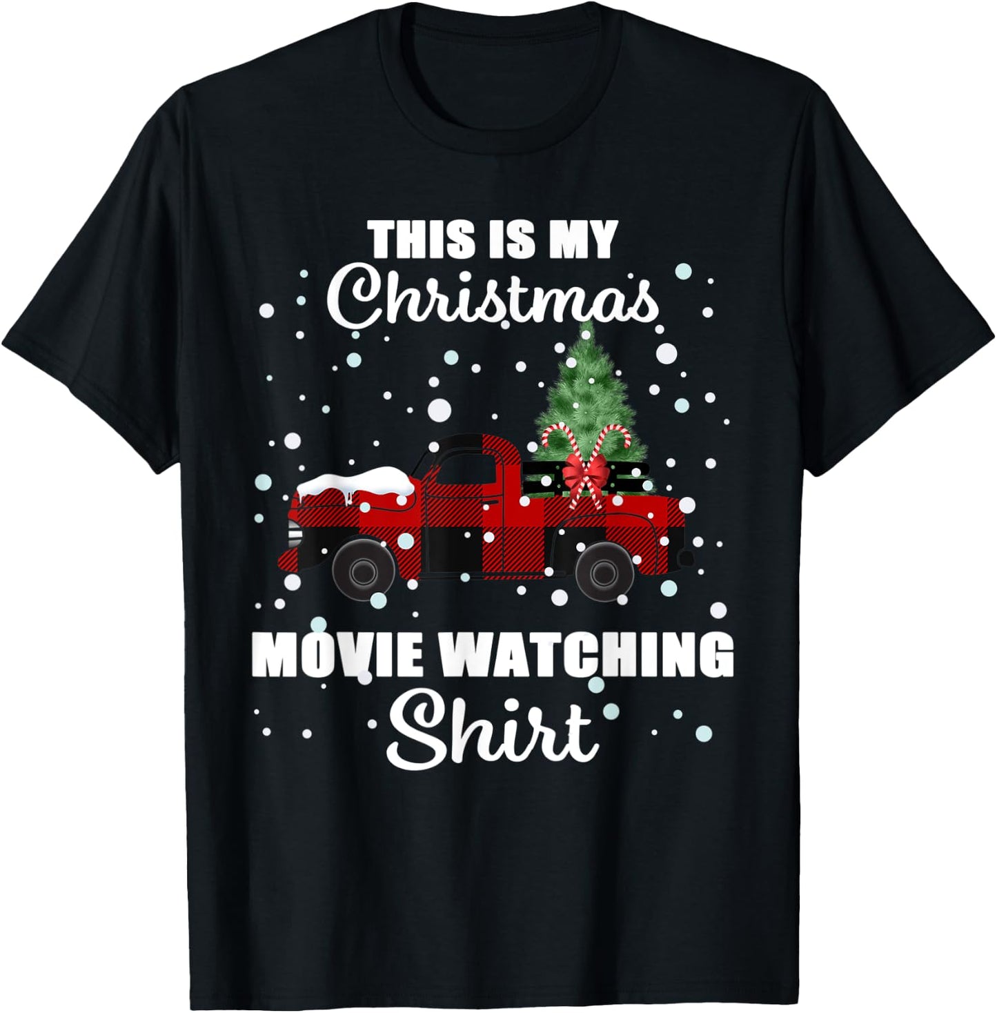 This Is My Christmas Movie Watching Buffalo Plaid T-Shirt - T-Shirt | Black