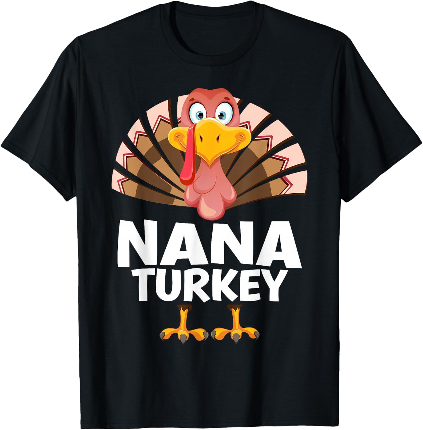 Thanksgiving Nana Turkey Matching Pajama T-Shirt - T-Shirt | Black