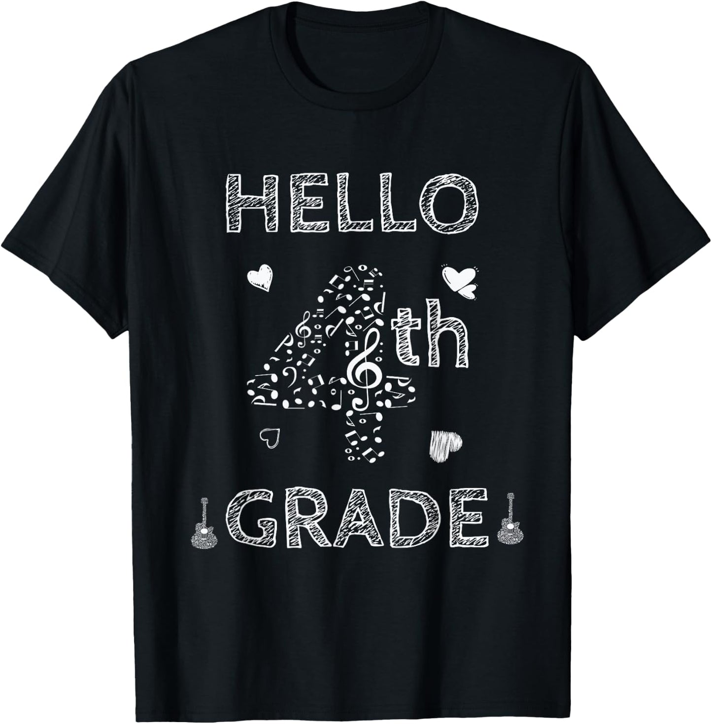 Back To School 4th Grade shirt hello fourth grade music T-Shirt - T-Shirt | Black