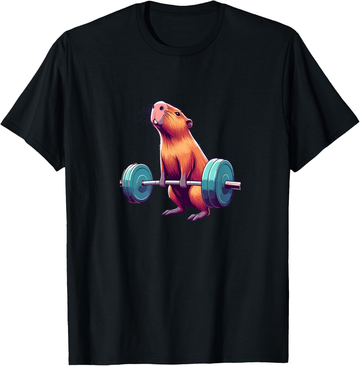 Capybara Deadlift Weightlifting Funny Fitness Workout T-Shirt - T-Shirt | Black