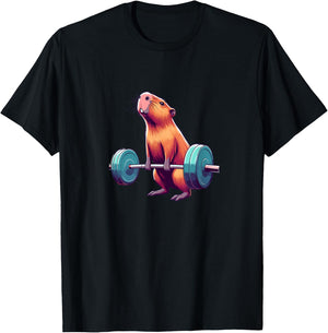 Capybara Deadlift Weightlifting Funny Fitness Workout T-Shirt - T-Shirt | Black