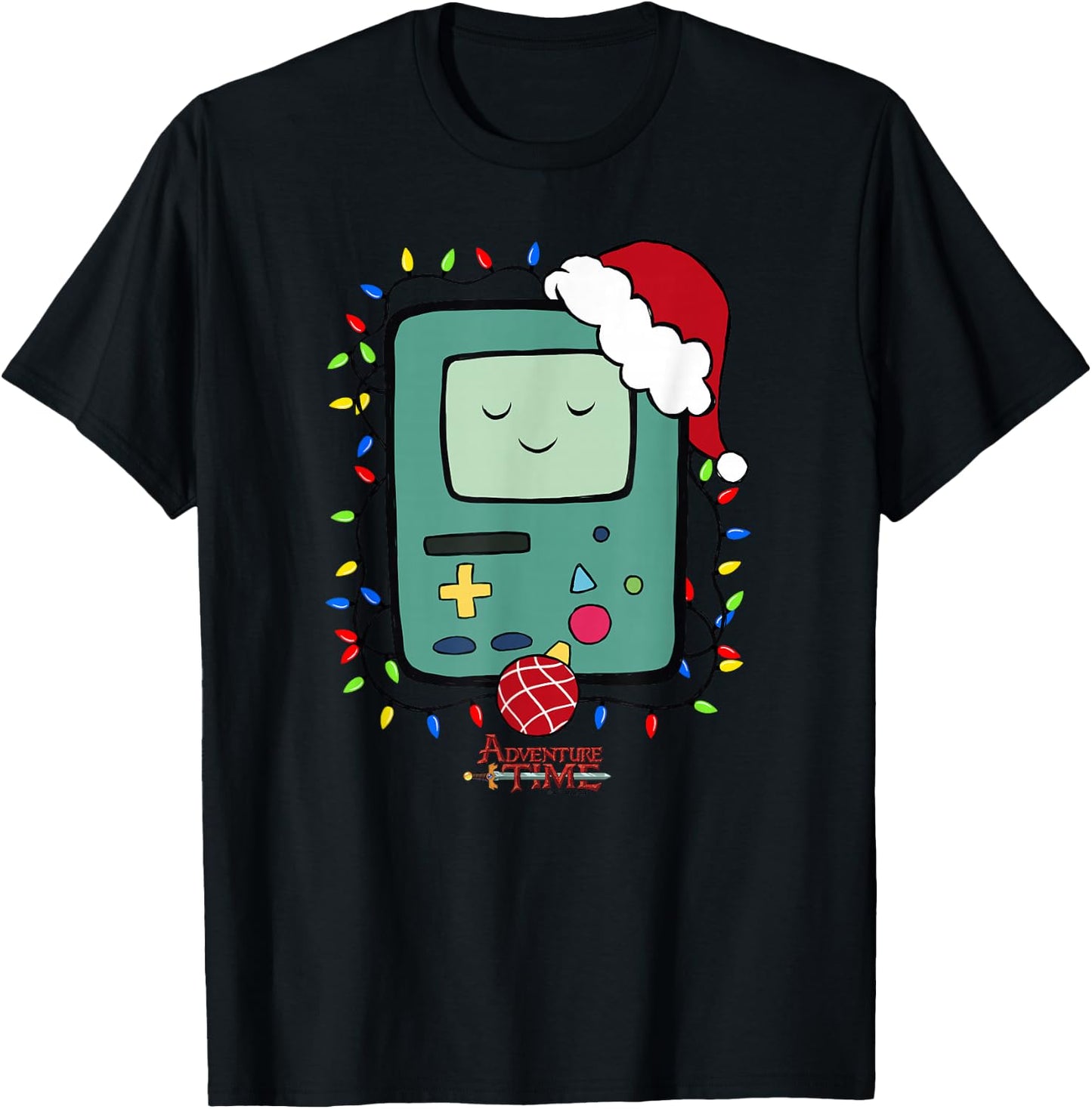 Adventure Time Christmas Light Up BMO T-Shirt - T-Shirt | Black