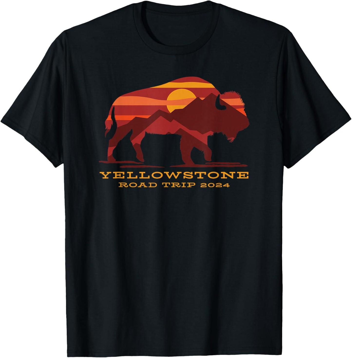Yellowstone National Park Family Road Trip 2024 Matching T-Shirt - T-Shirt | Black