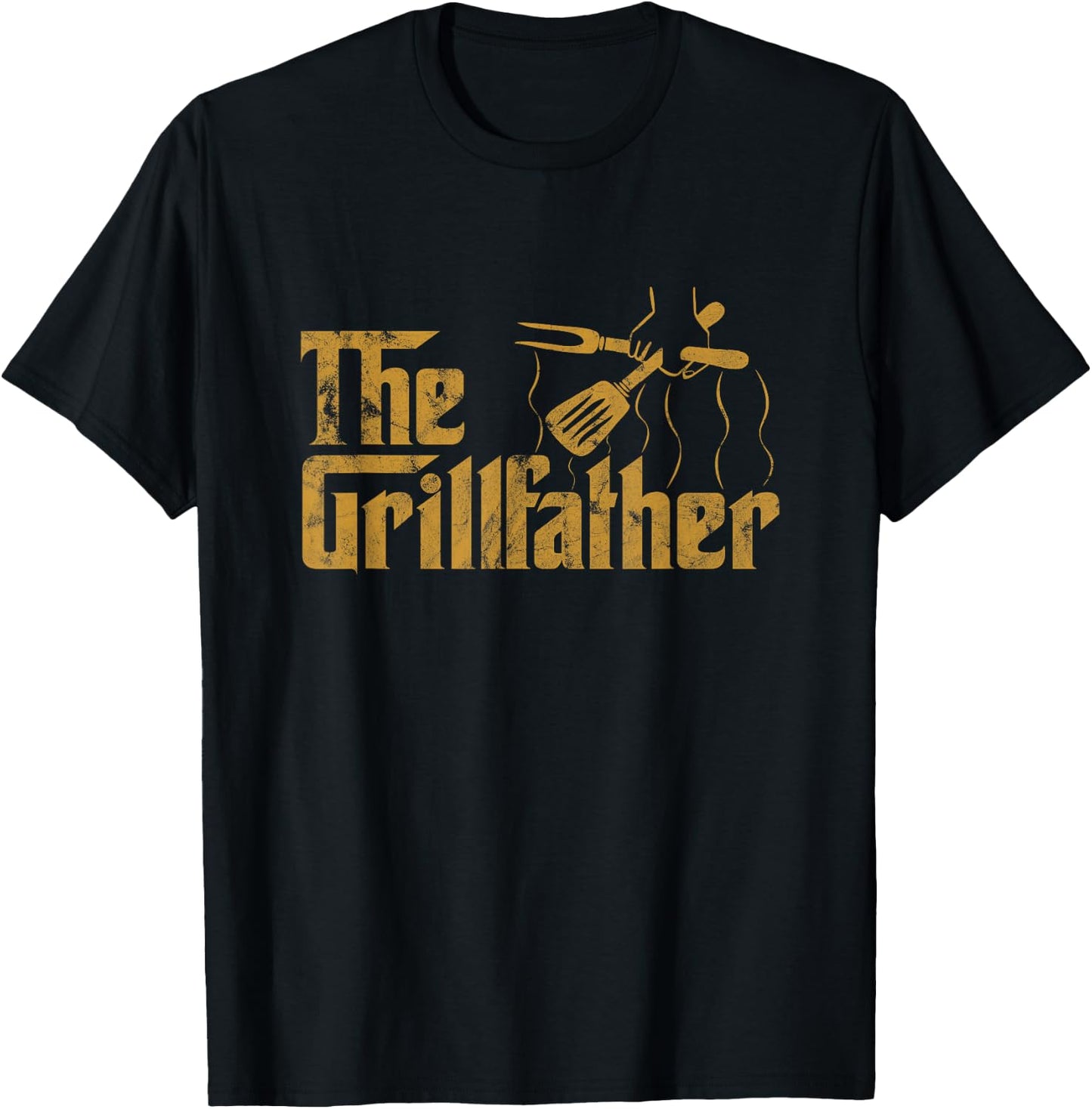 Vintage The Grillfather BBQ Grill & Smoker | Barbecue Chef T-Shirt - T-Shirt | Black
