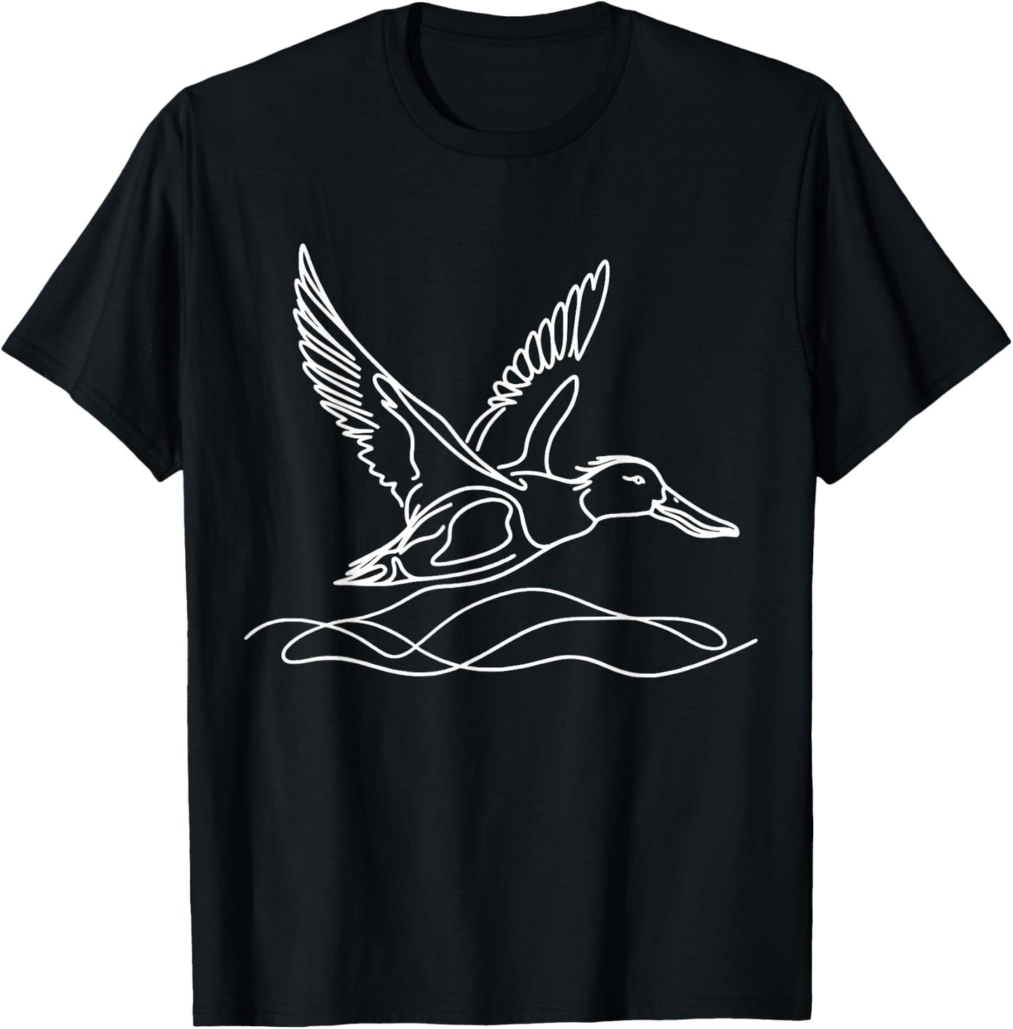 Northern Shoveler Duck Line Art Drawing T-Shirt - T-Shirt | Black