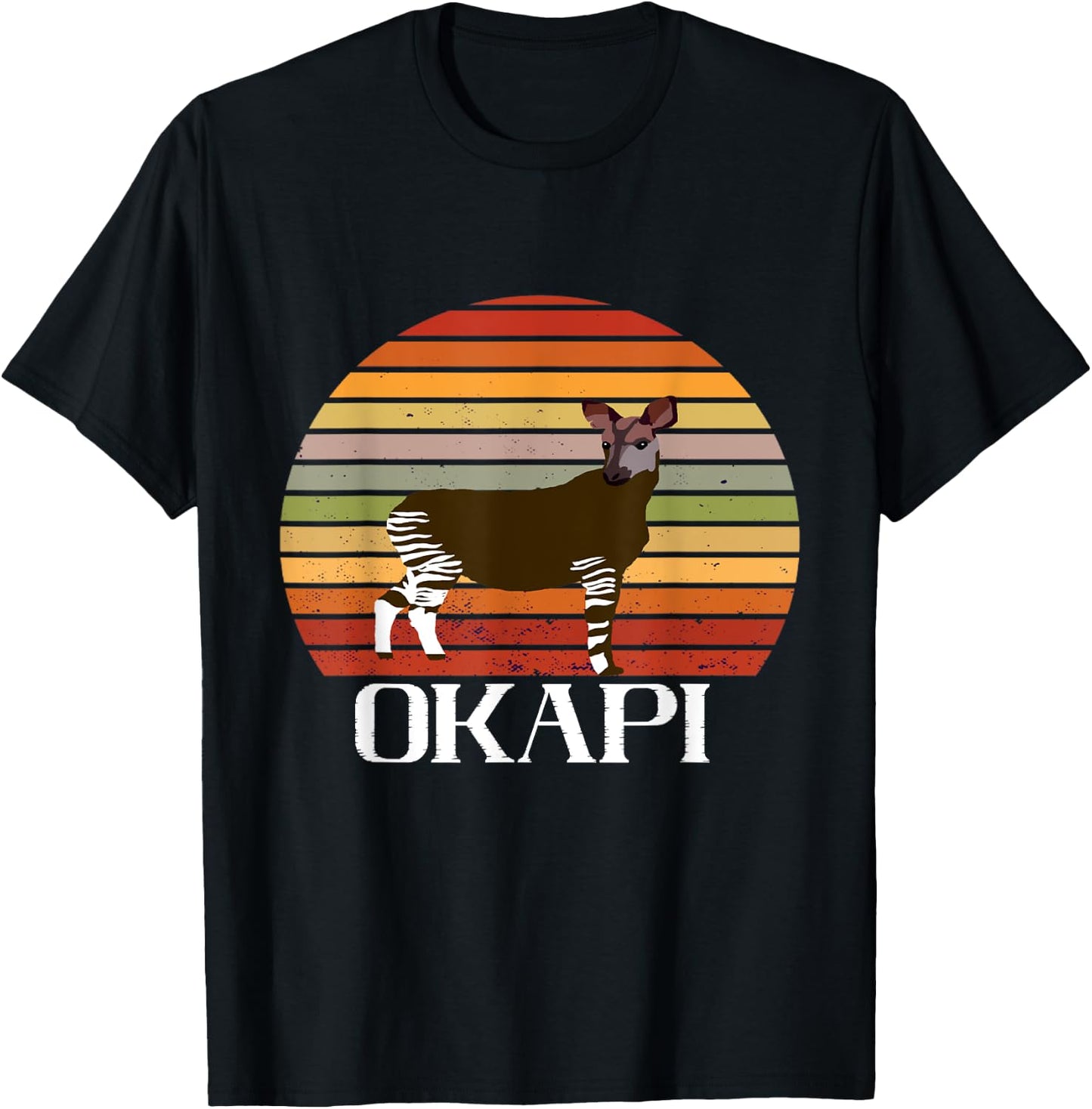 Retro Funny Okapi Vintage Forest Giraffe Okapi Lover Okapi T-Shirt - T-Shirt | Black