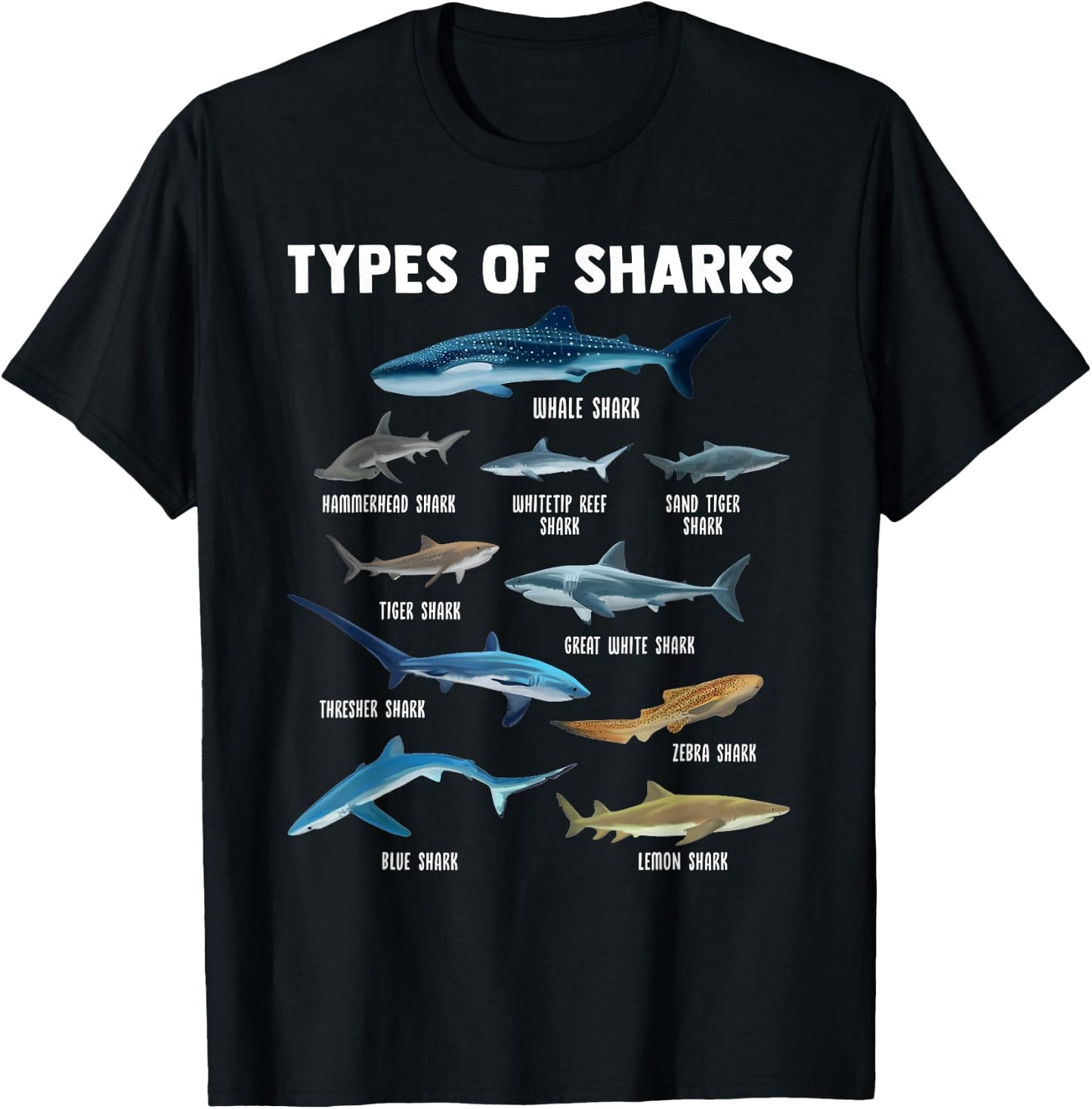 Types of shark shark T-Shirt - T-Shirt | Black