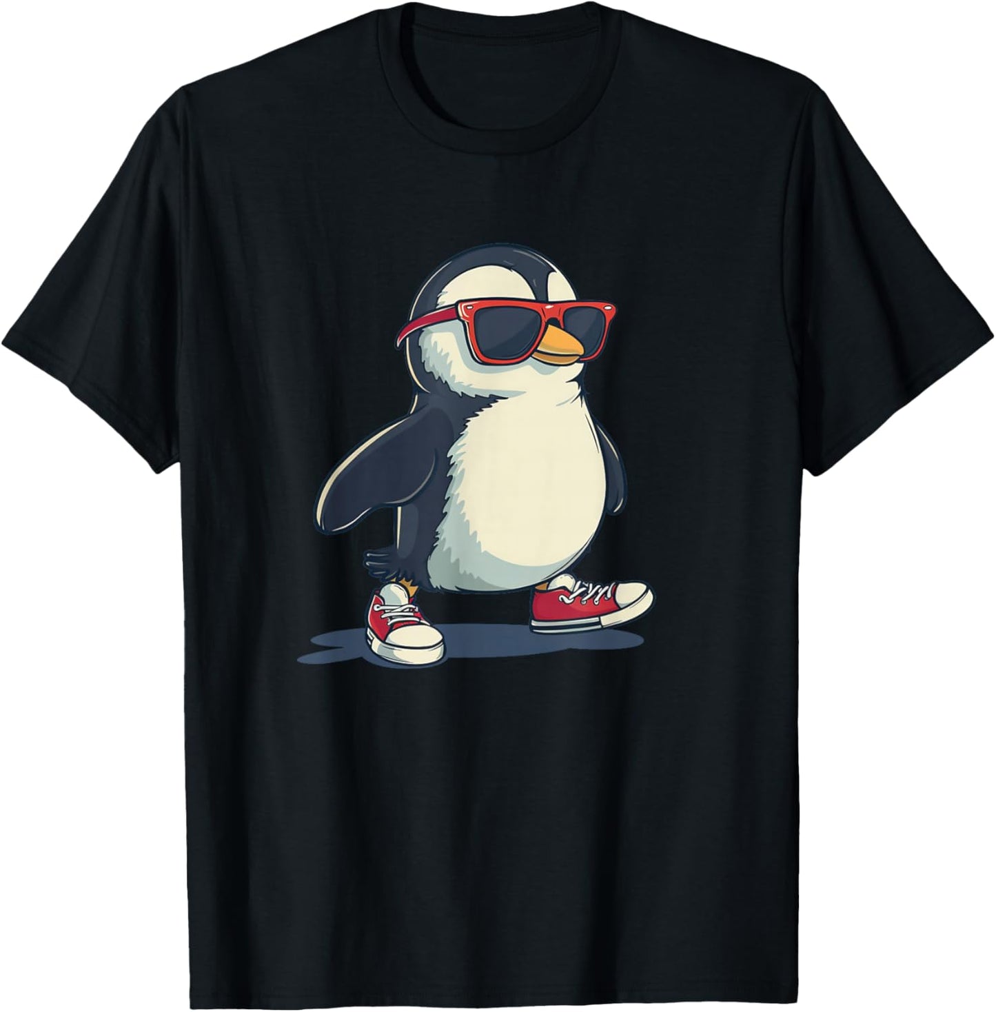 Lustiger Pinguin mit coolen Schuhen und Sonnenbrille T-Shirt - T-Shirt | Black