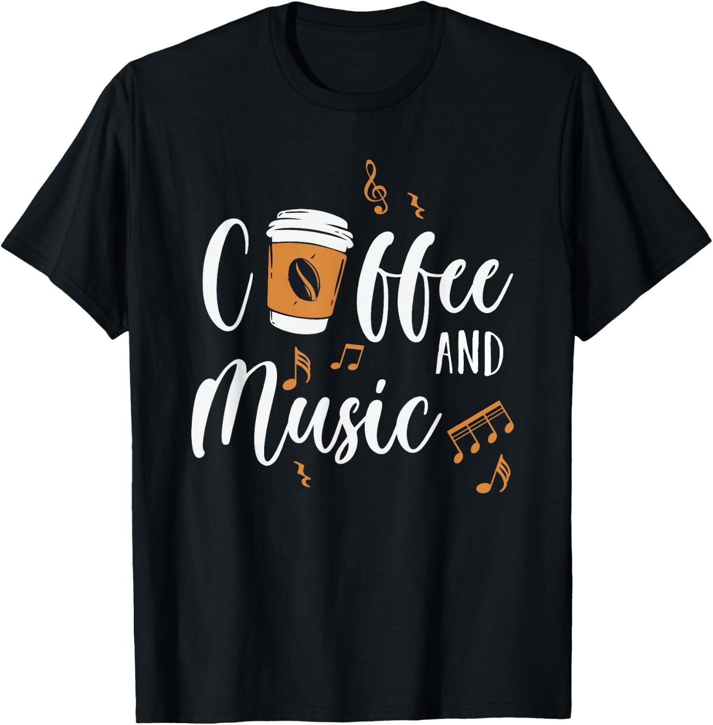 Caffeine Lover Music Makes Happy Coffee And Music T-Shirt - T-Shirt | Black