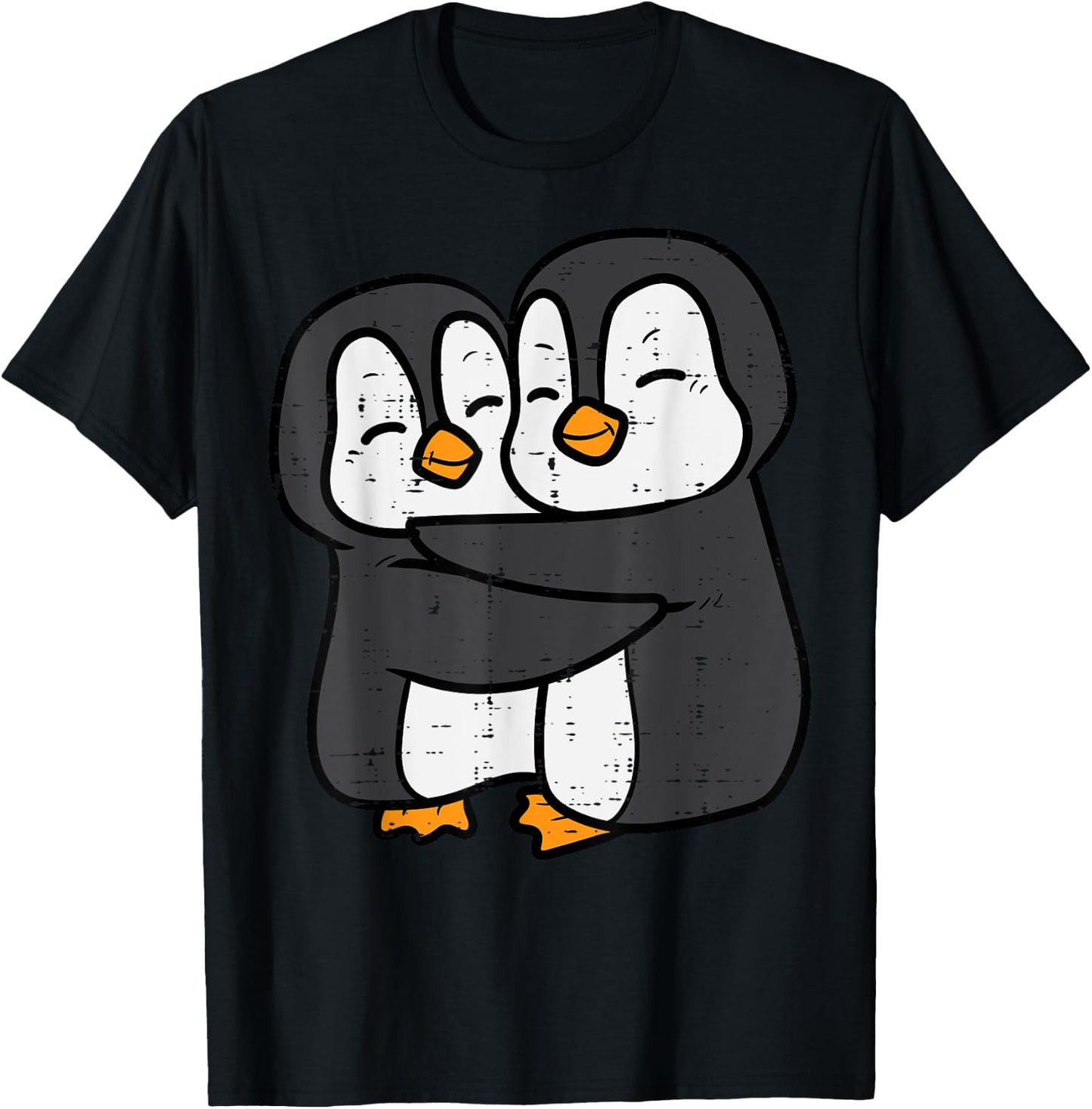 Penguins Couple Hug Cute Women Men Boys Girls Kids Toddler T-Shirt - T-Shirt | Black
